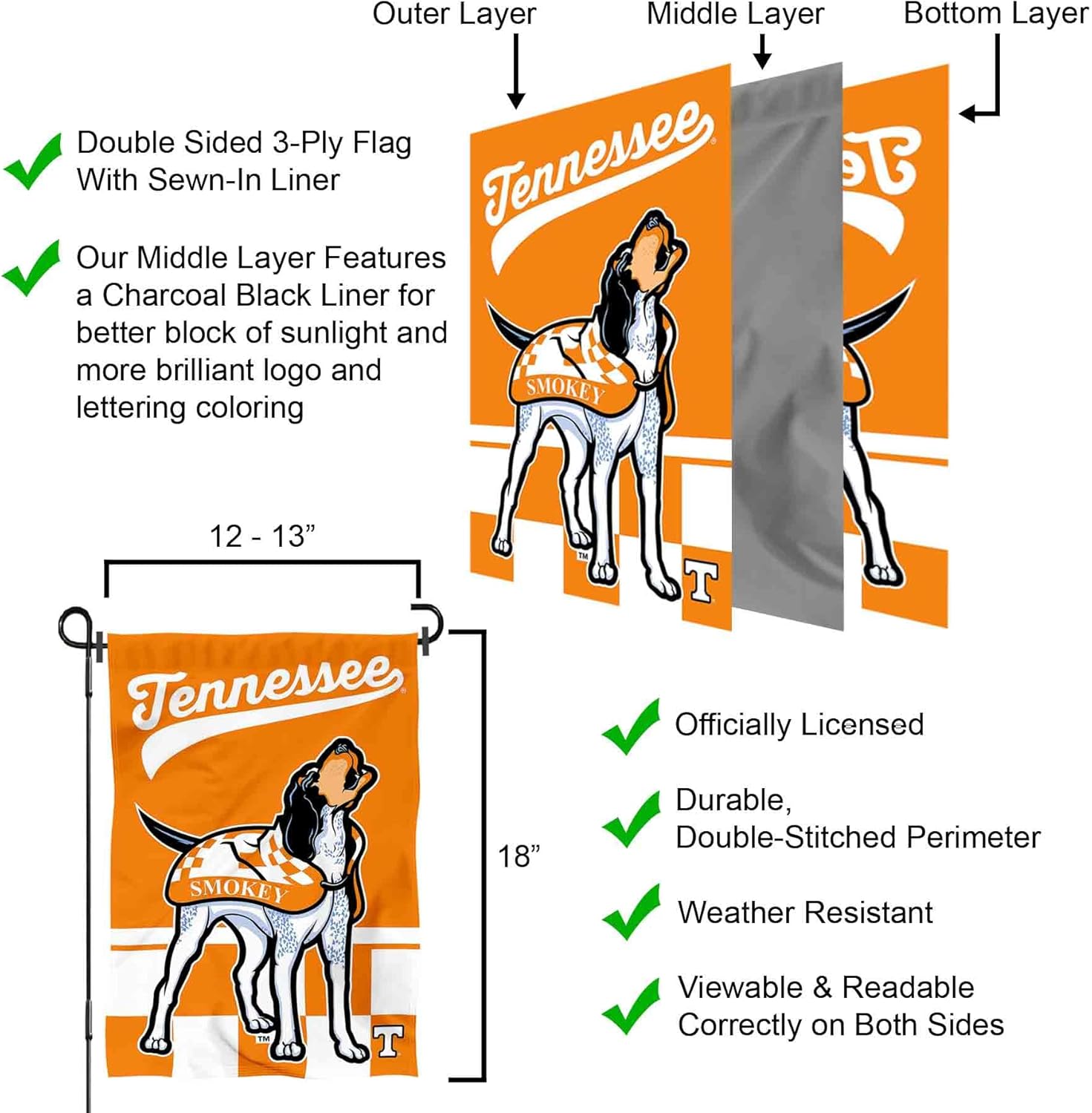 College Flags & Banners Co. Tennessee Volunteers Mascot Vols Smokey Garden Flag and Pole Holder Set