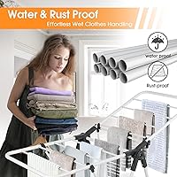 Vista 4 de Estante de secado de ropa, estante de secado de ropa plegable de metal, con alas de niveles de altura ajustables, ahorro de espacio, uso