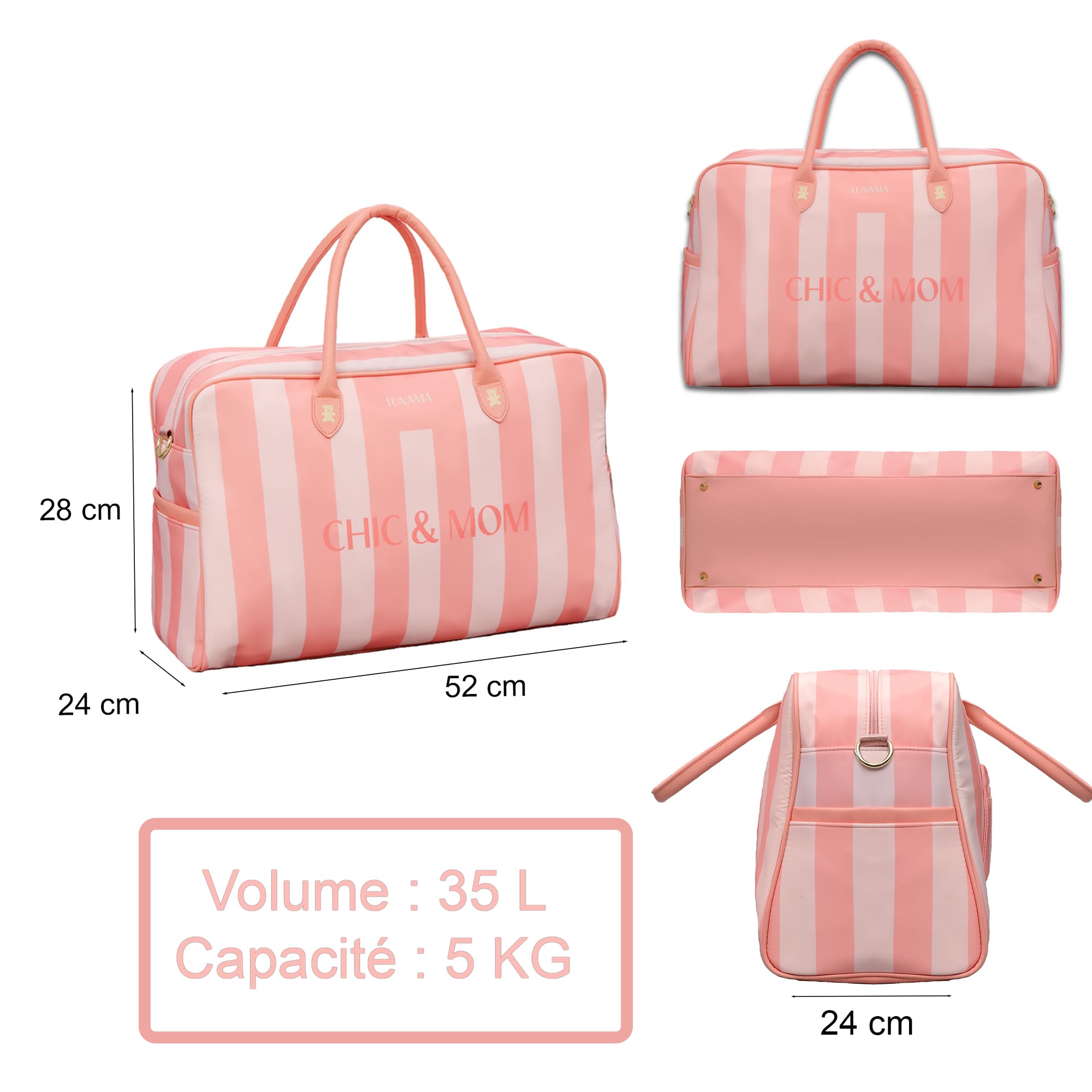Borsa fasciatoio per neonati di grande capacità - Valigia premaman e Mommy Bag - Borsa da viaggio termica per passeggino con scomparti regolabili