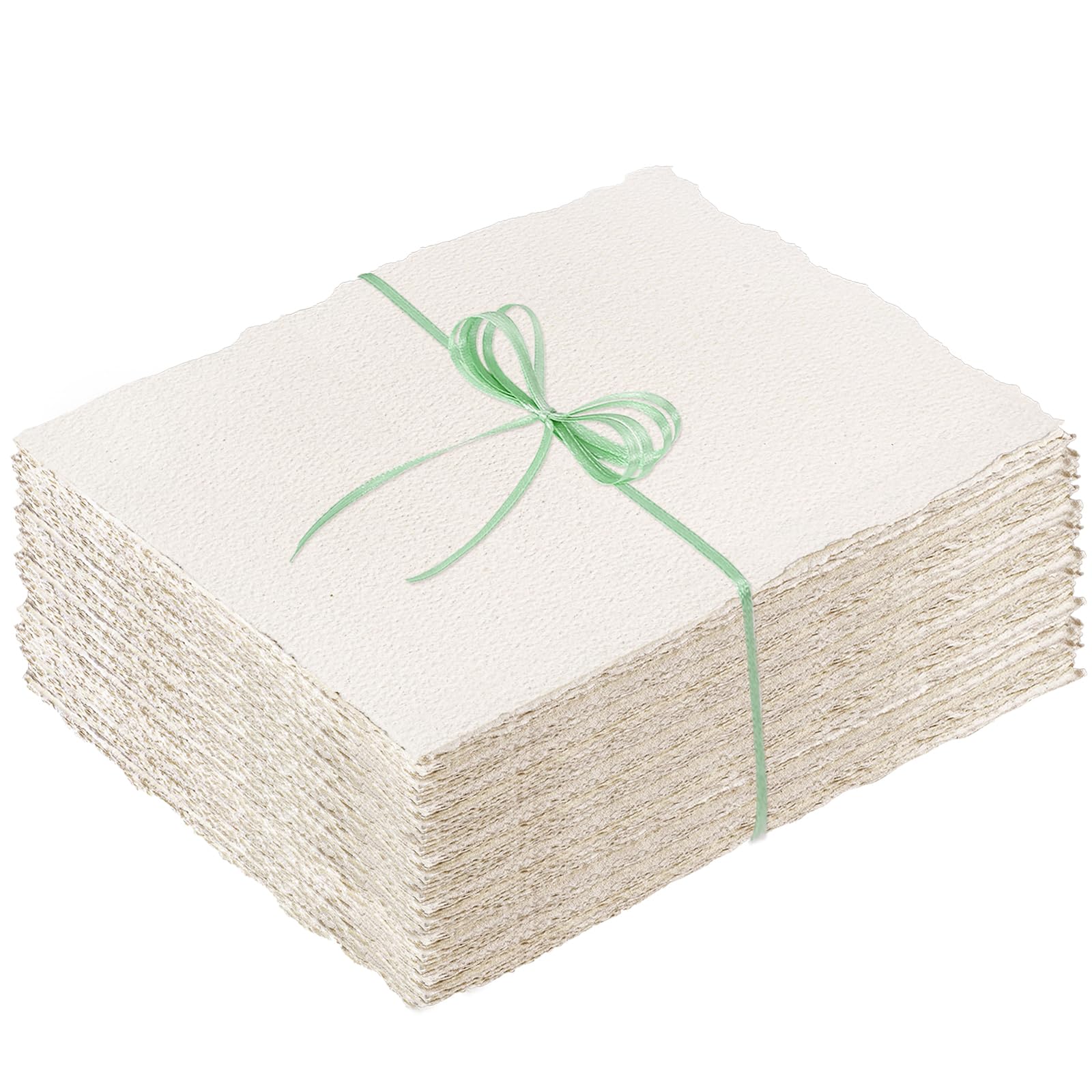 Photo 1 of 100 Sheets Deckled Edge Paper 4x6 inches, 160 GSM Handmade Paper, Rough/Textured Watercolor Paper for Wedding Invitations, Greeting Cards, Handmade Crafts for Beginner Artists
