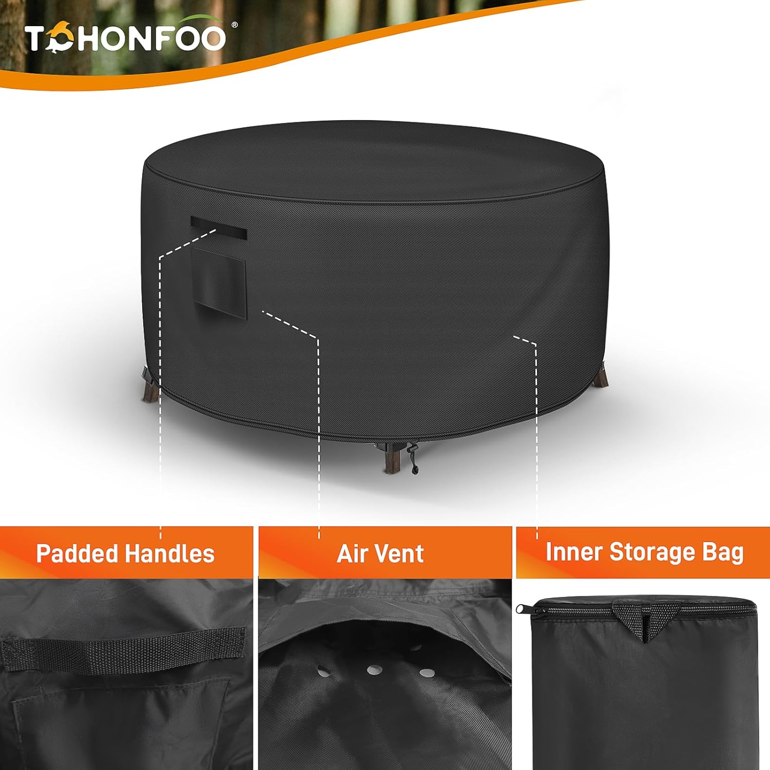 Round Patio Table Cover, Outdoor Table Covers Waterproof, UV Resistant Outdoor Lawn Patio Furniture Covers, 94" DIA x 28" H