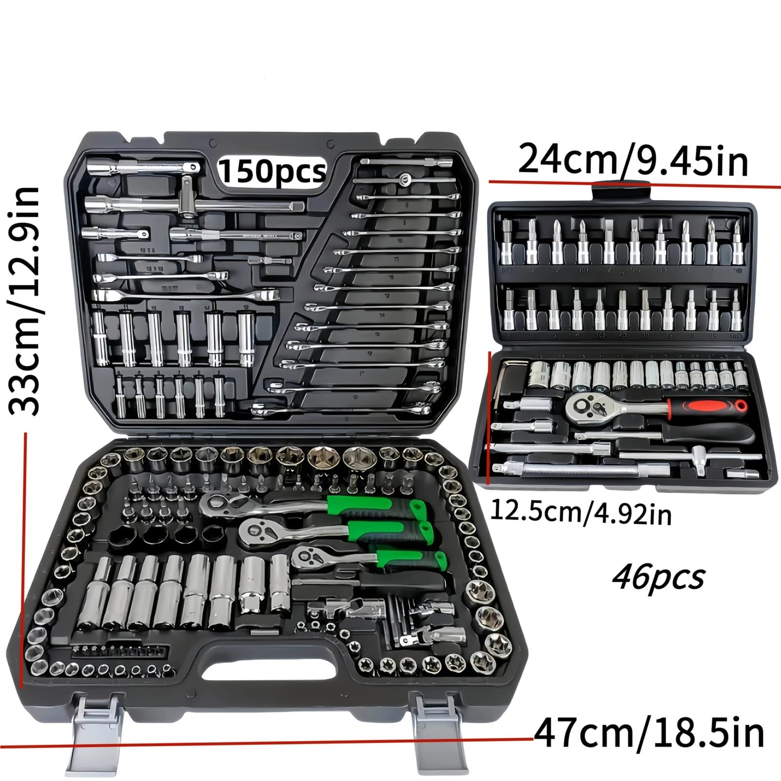 150/46 szt. Zestaw narzędzi do naprawy mechanicznej samochodów, wielofunkcyjny z nasadką, zestawem kluczy Zestaw przedłużek(46pcs)