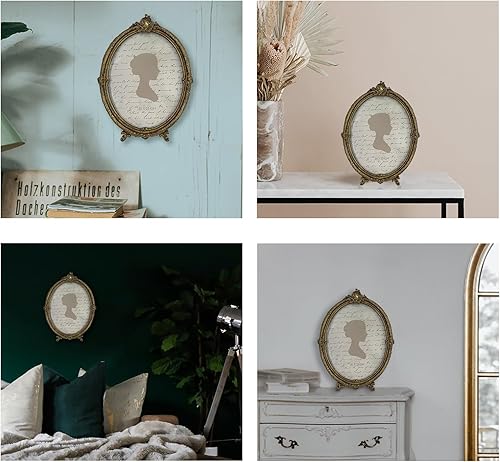 Miniatura 4 de Sunlit Portarretratos vintage de 8 x 10 pulgadas, marcos de fotos ovalados antiguos con parte frontal de cristal, exhibición de fotos de lujo, para