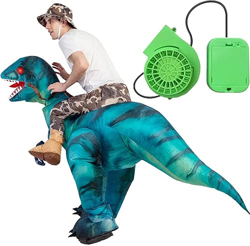 Miniatura 8 de Ventilador de disfraz verde mini ventilador inflable para dinosaurio disfraz inflable de disfraces para Halloween, Navidad, cosplay, disfraz