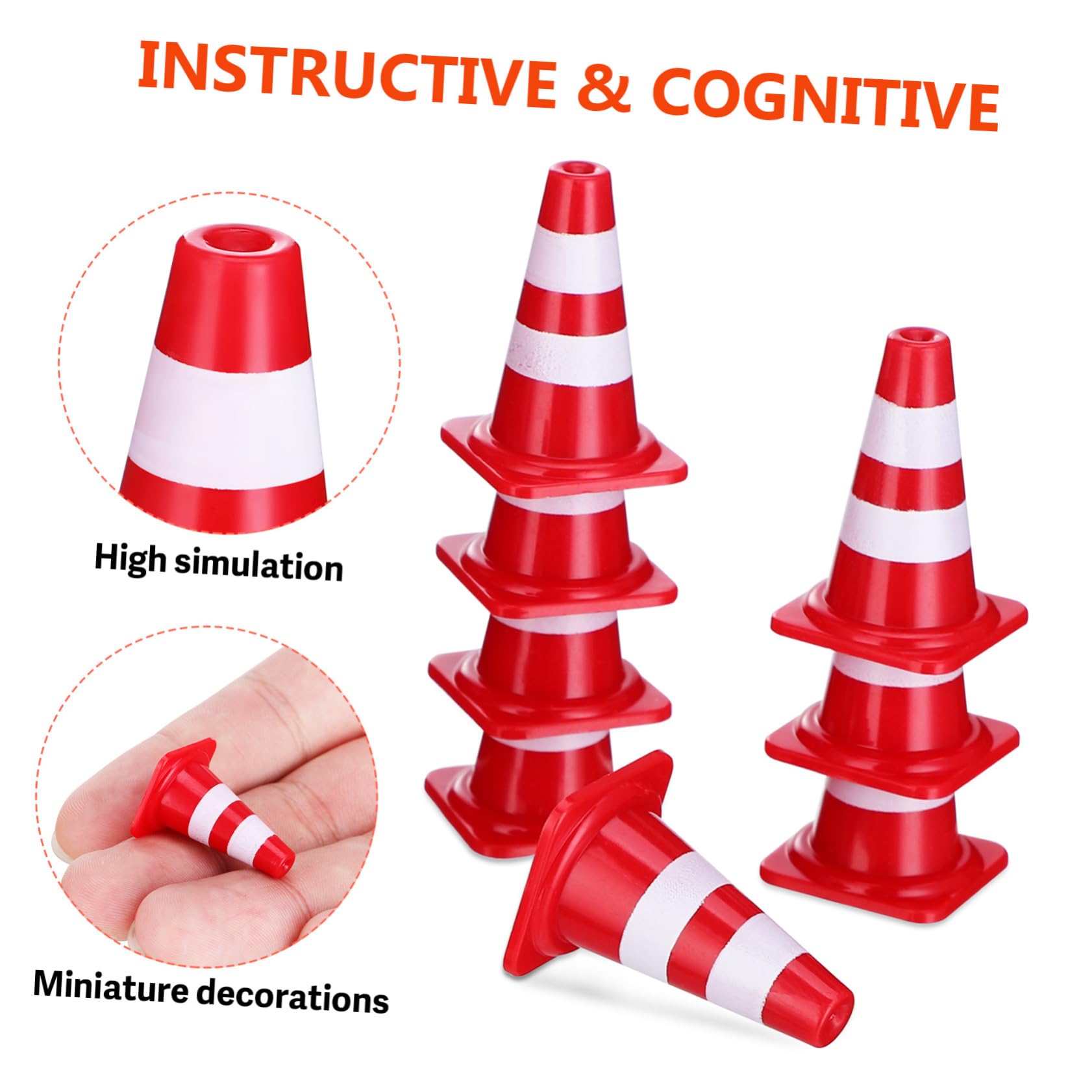 IMIKEYA 5sets Road Toys Small Traffic Cones Practice Cones Training Roadblock Cones Mini Roadblocks Toy Mini Orange Cones Mini Cones Road Cone Models Simulation Road Sign Red 30pcs*5
