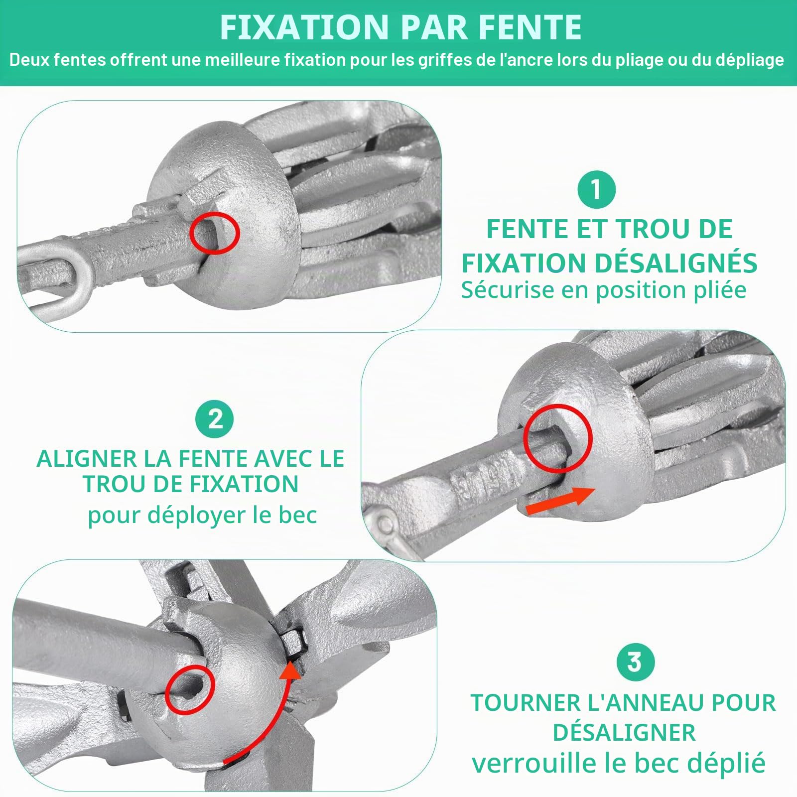 SWAWIS Ancre Bateau Kit 0,7 Kg Accessoire Bateau Ancre Pliante avec 20m de Ligne d'Ancre Bouée de Marquage et Sac de Rangement pour Kayak Gonflable Bateau Gonflable Canoe Jet Ski Gonflable