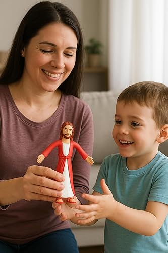 Miniatura 5 de NJ Croce Figura de Jesús de Nazaret de 6.5 pulgadas, juguete flexible, regalo religioso, gran personaje de la Biblia para juegos de escondite,