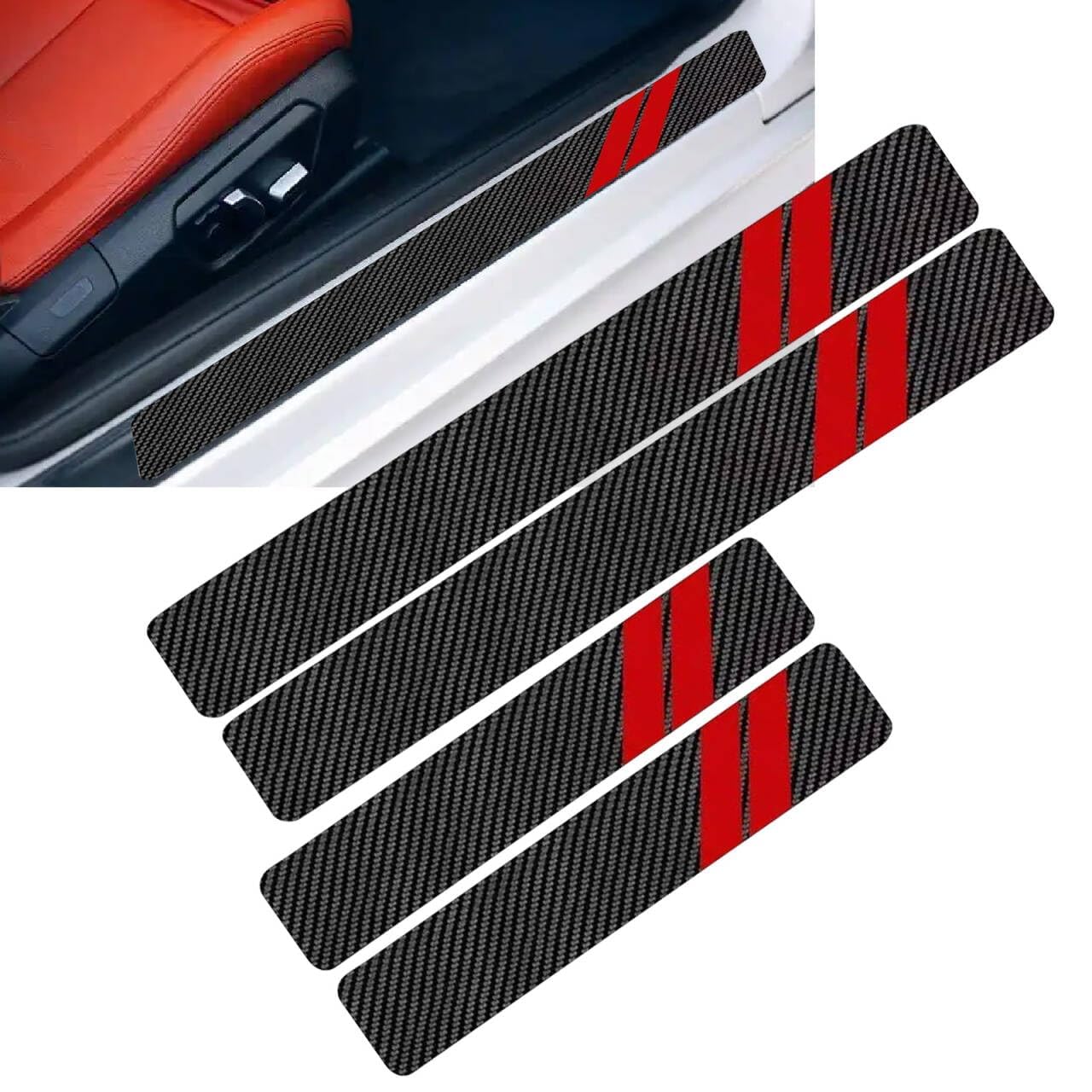 ONEMAJI 4 Pcs Door Sill Protector for Mazda 3 Schrägheck 4 (IV) BP I 2019-2024, Entry Guard Scuff Plate Trim Covers Scratch Protection Guard Sill Decorative Accessory,B