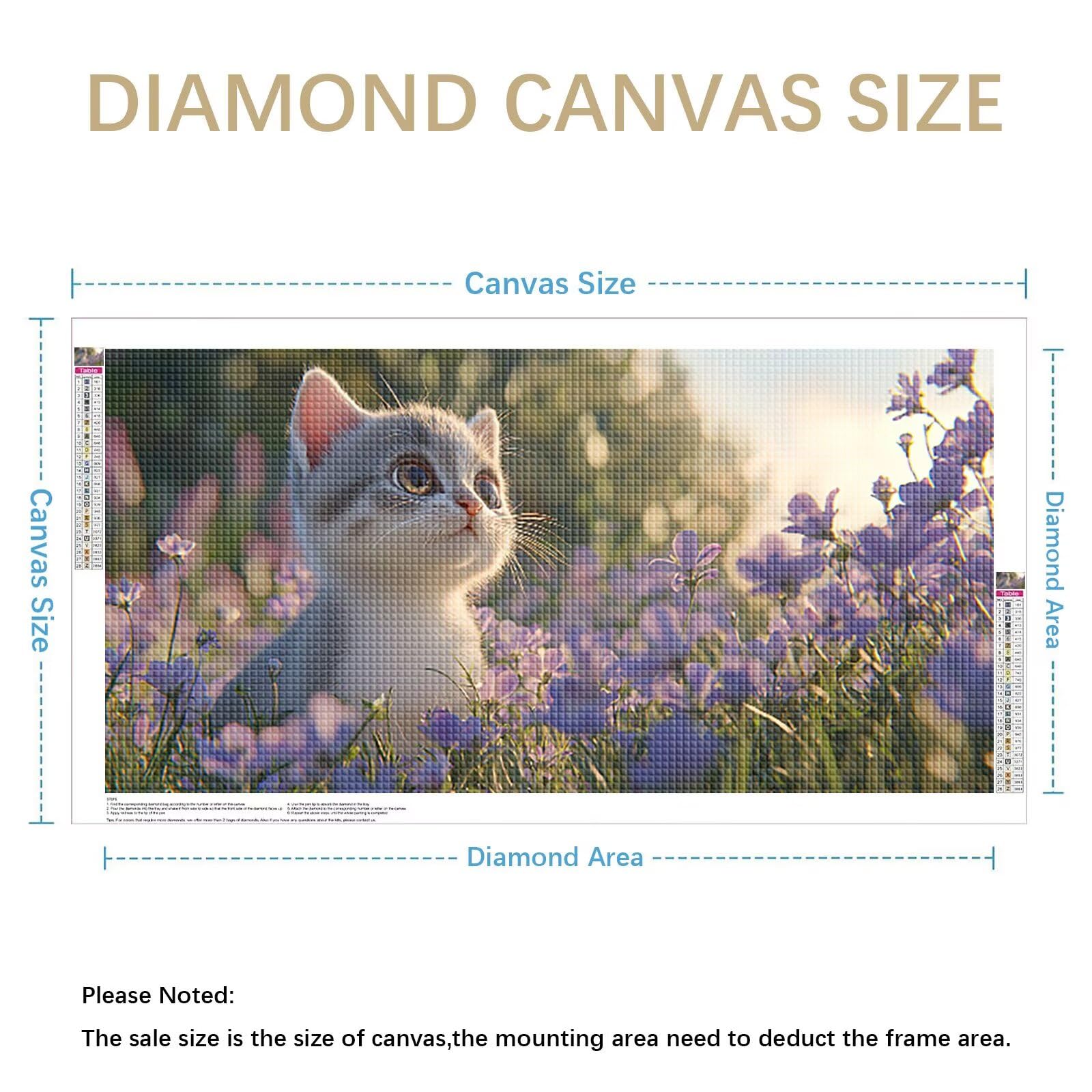 Diamond Painting Grande 200x100cm Gato Diamond Painting Adultos, DIY Animal Pintura de Diamante Manualidades Adultos, 5D Cuadrado Rhinestone Bordado Punto de Cruz para Home Decoration Regalo 0J-41