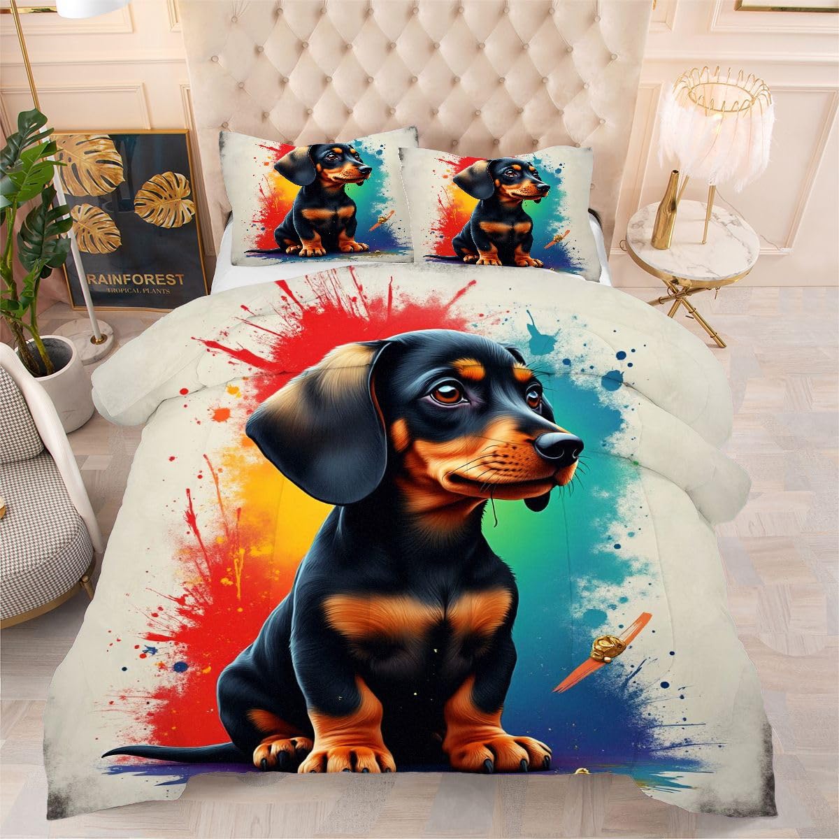 Couette Teckel Noir 220 x 240 cm réversible et sans housse pour simplifier votre lit