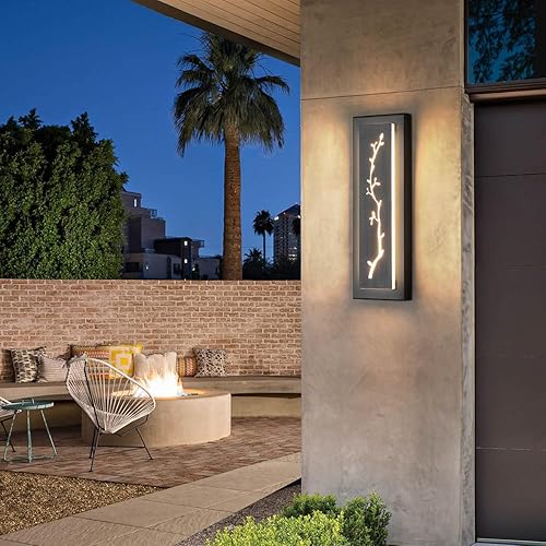 Miniatura 71 de tewei Aplique de pared moderno para exteriores de 23.6 pulgadas, accesorios de iluminación exterior LED negros largos, modernas luces grandes