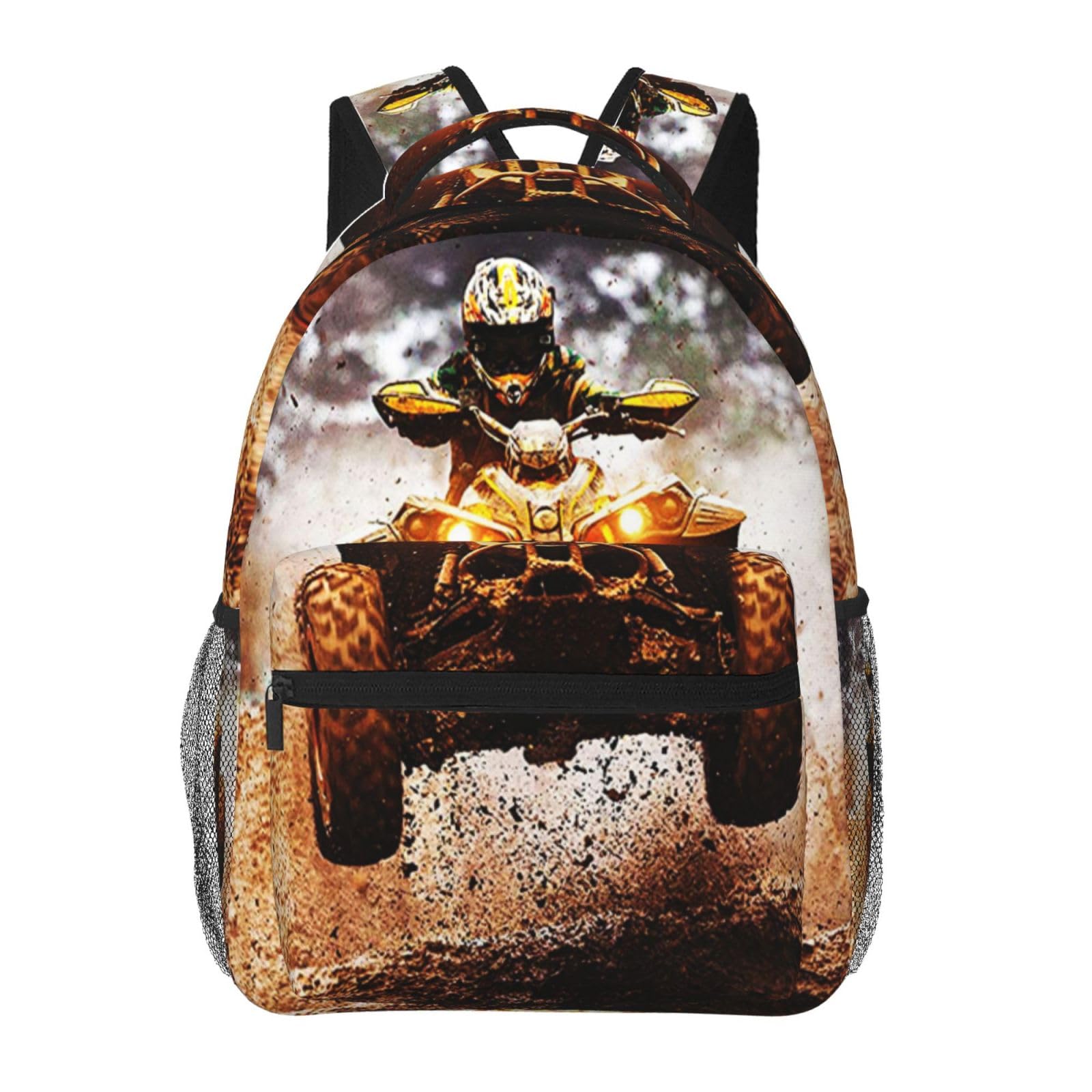 JJHDF Backpack for Boys Girls Kids, Dirt Quad Bike 4 Wheeler ATV Off Road Backpack Travel School Bag Bookbag Schoolbag Daypack for Men Teens Children