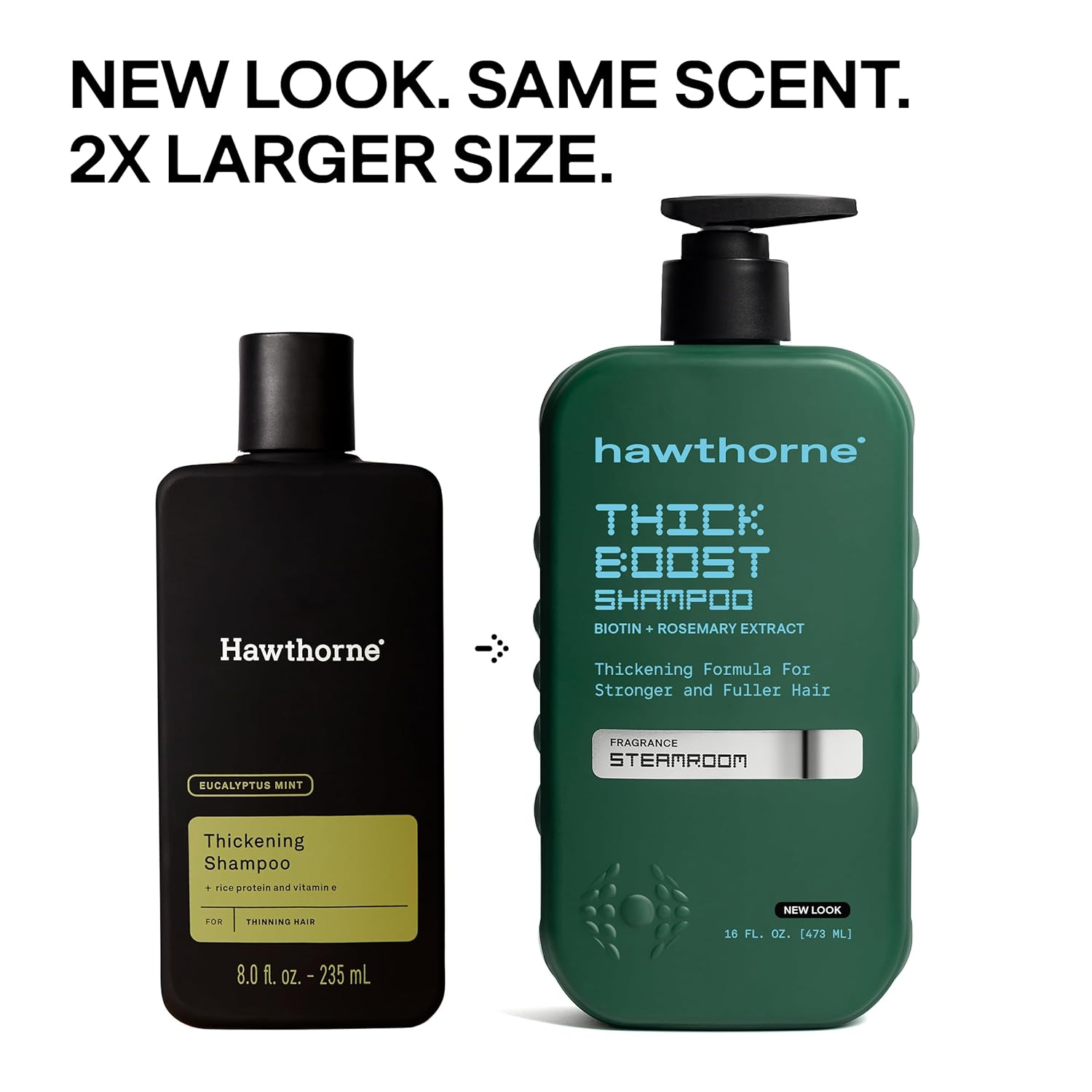 Hawthorne Thick Boost Shampoo and Conditioner Set. Men’s Thickening Shampoo and Conditioner Set with Biotin, Rice Protein, Saw Palmetto, and Vitamin E. Sulfate Free, Paraben Free. 16 Fl Oz Each.