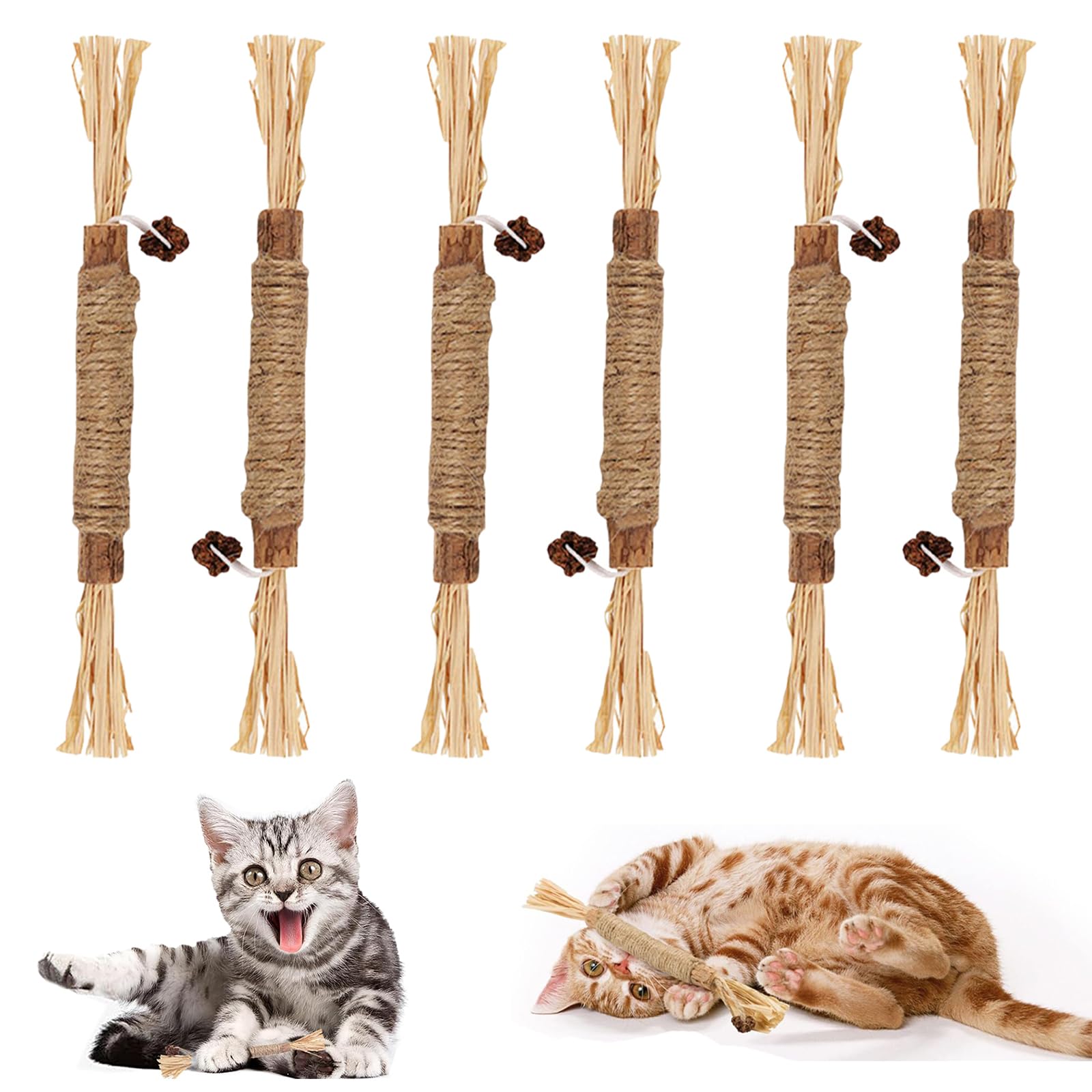 猫歯ぎしり棒 6本入り 猫噛みおもちゃ 天然木 歯ぎしり 棒 またたびの木 猫のおもちゃ マタタビ 歯石ケア 口臭ケア 歯磨きおもちゃ ストレス解消 猫遊び用