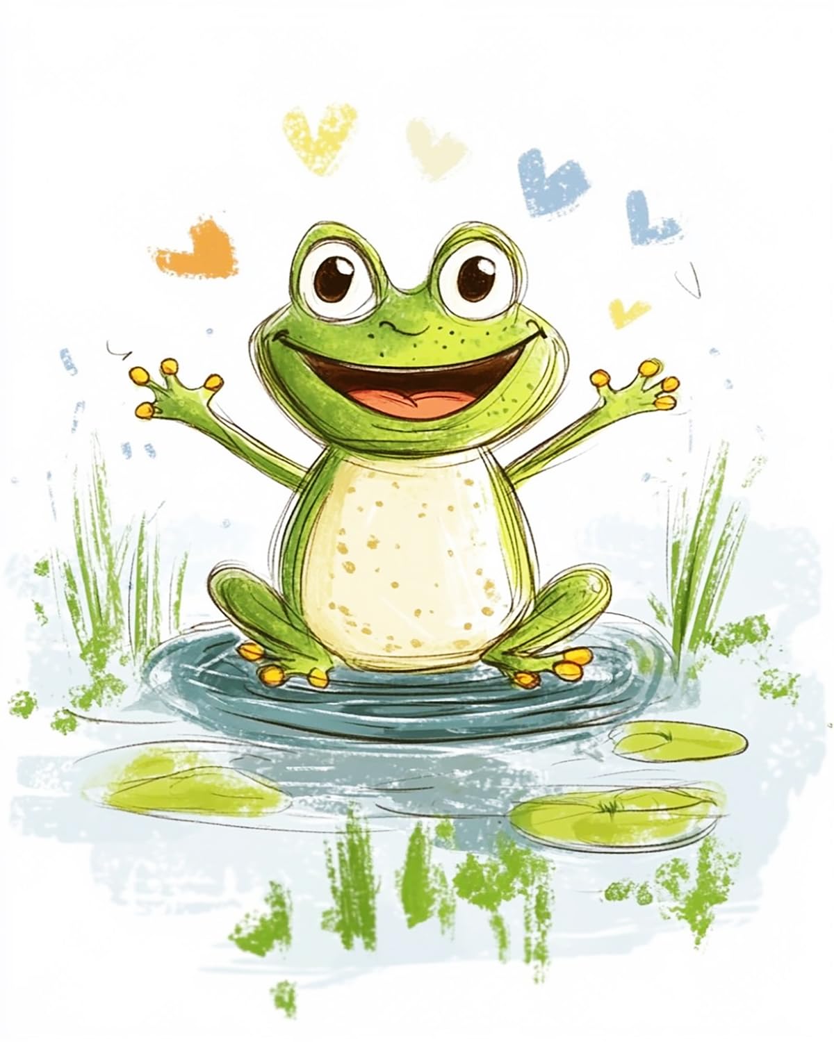 Liubaishi Multicolour Paint By Numbers For Adults, Diy Acrylic Painting Kit, Happy Little Frog, 40X50 Cm Canvas