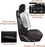 Vista 5 de Fundas de cuero para asientos delanteros, impermeables, de piel sintética, fundas de asiento para automóviles, antideslizantes, ajuste universal