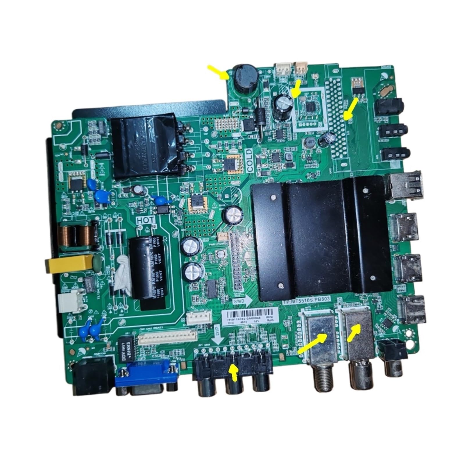 Carte mère TV réseau WiFi TP.MT5510S.PB803 avec 1G+8G Emmc pour réparation