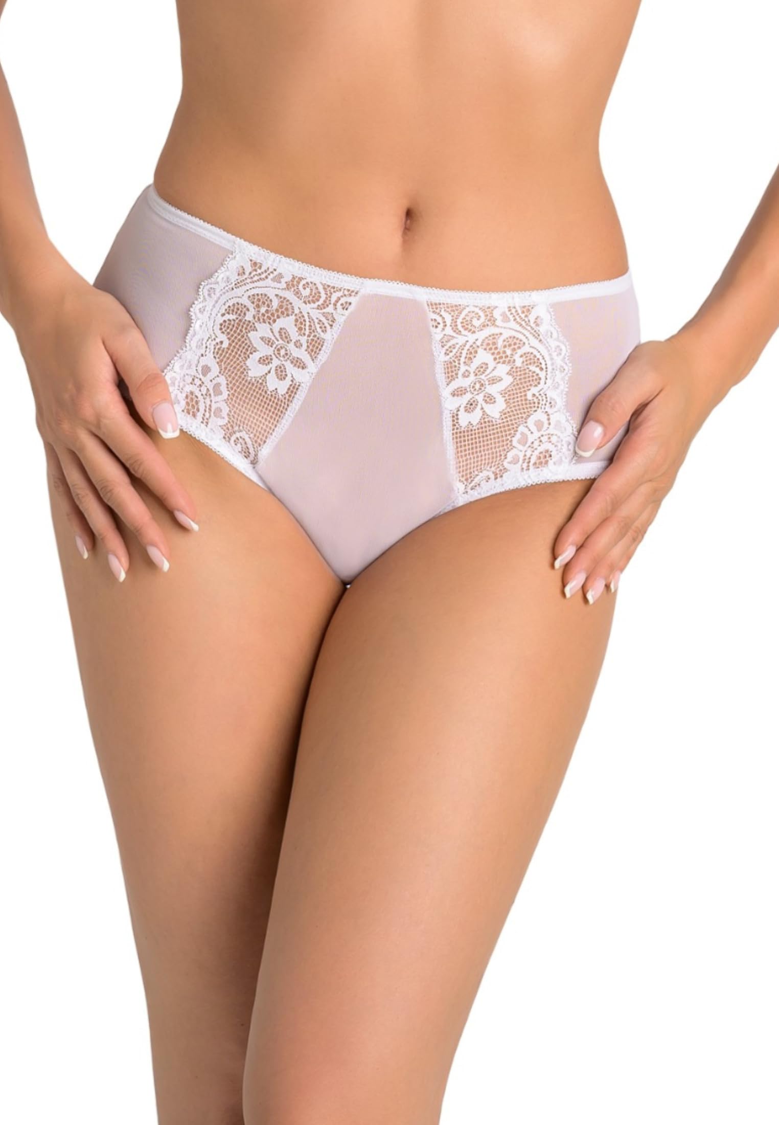Teyli Calzoncillos de Malla para Mujer con Encaje Estel, Blanco, 90H