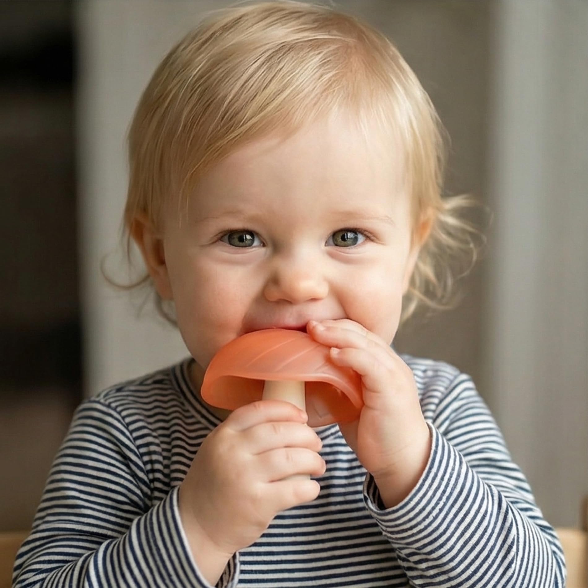 Baby Regenschirm Beißspielzeug aus lebensmittelechtem Silikon für 0–12 Monate – BPA-freies Kauspielzeug für Kleinkinder mit Reiseetui, einfach zu halten und zu reinigen, Zahnentlastung