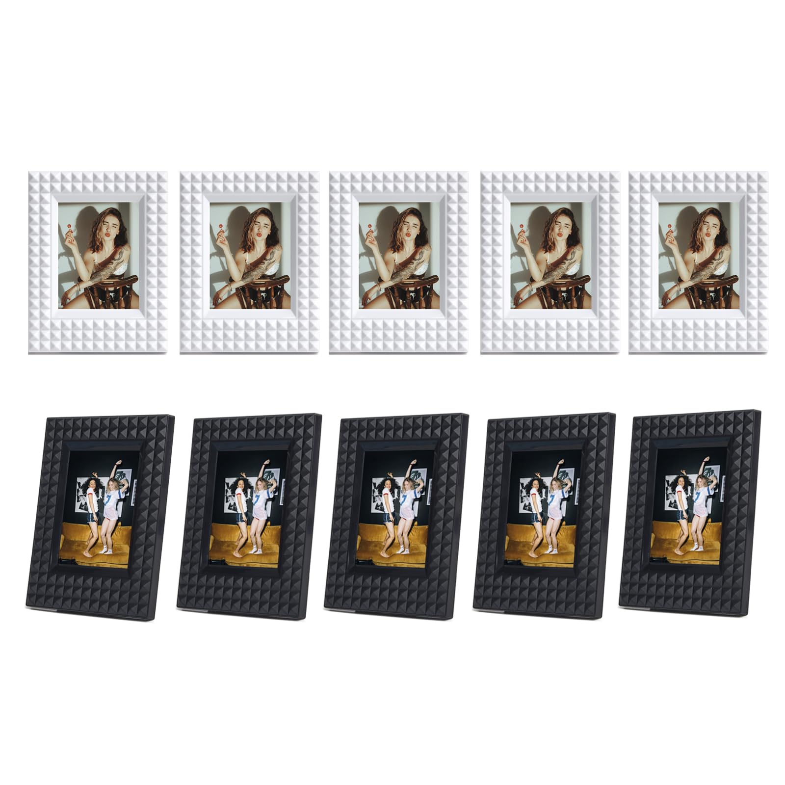 10pcs Desktop Photo Frame 3inch Mini Picture Frames Fit for Fujifilm Instax mini 12/11/8/9/90/40/EVO,for Polaroid 3" Film Photo (5 Black+5 White)