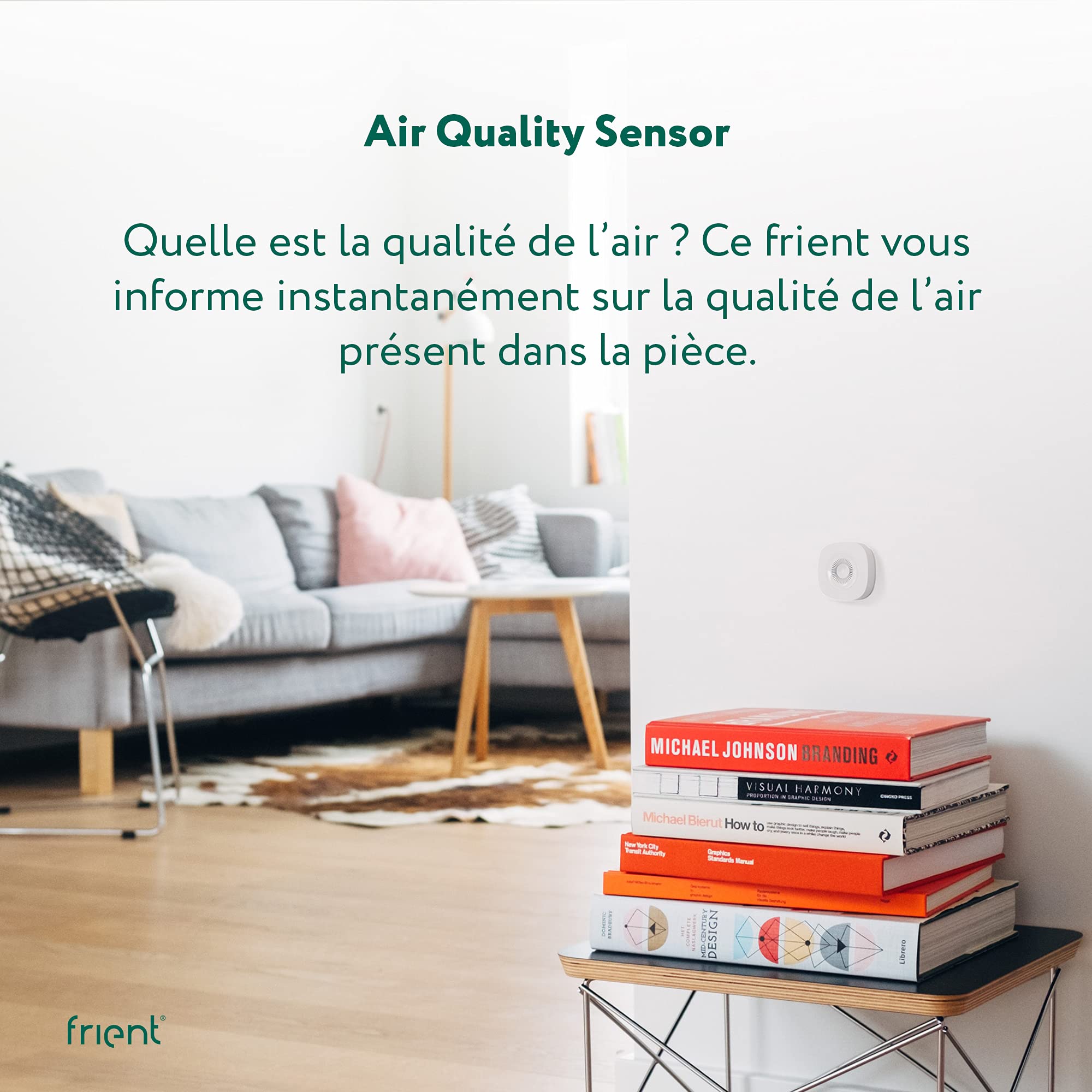 frient Air Quality Sensor | Capteur de la Qualité de l'Air | Cov Intérieur sans Fil | Contrôle de l'Humidité et de la Température | Zigbee | Fonctionne avec Homey, Home Assistant et SmartThings