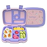 Kids Prints Leak-Proof, 5-Compartment Bento-Style Kids Lunch Box - Ideal Portion Sizes for Ages 3-7, Durable, Drop-Proof, Dishwasher Safe, & PFAS & BPA-Free Materials (Carousel Unicorns)