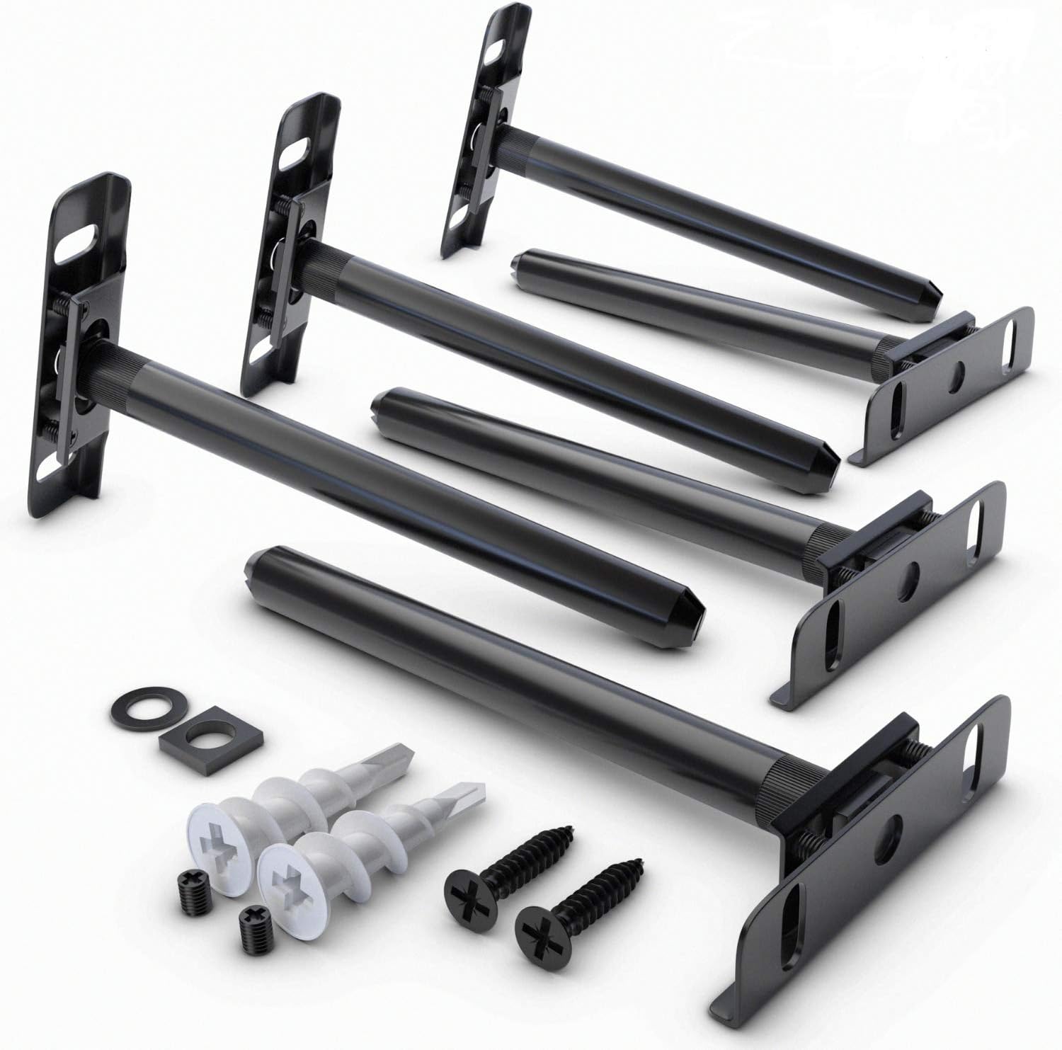 FlexiBolt Adjustable Floating Shelf Brackets (6 Pack) -Floating Shelf Hardware for Fit Flush Wall Installation |Being Adjustable Provides Room For a Small Margin of Error (Hardware Included)