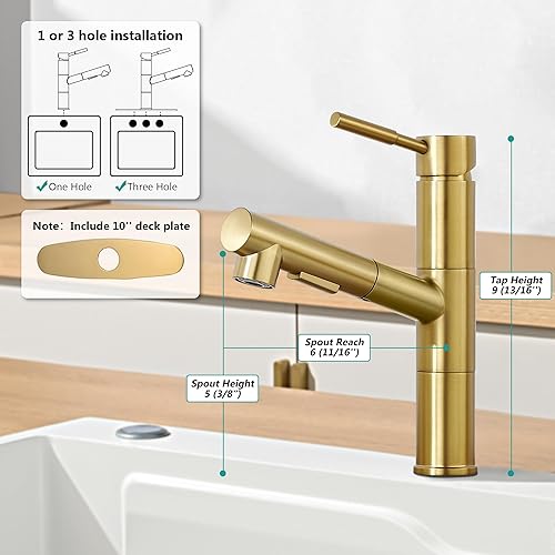 Miniatura 9 de Grifos de cocina, grifo de cocina cromado con rociador extraíble, moderno grifo de fregadero de cocina de acero inoxidable comercial RV grifo de