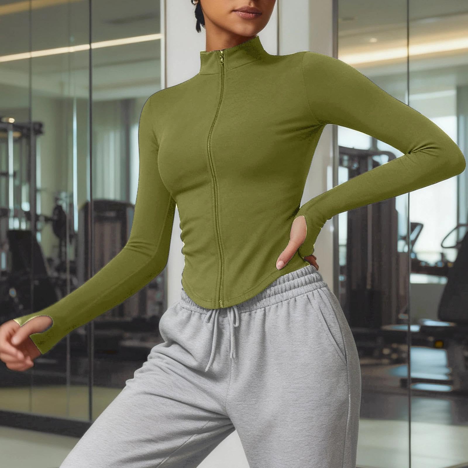 Chaqueta deportiva de secado rápido para mujer, con cremallera completa, manga larga, camiseta deportiva para entrenamiento, yoga, gimnasio, correr