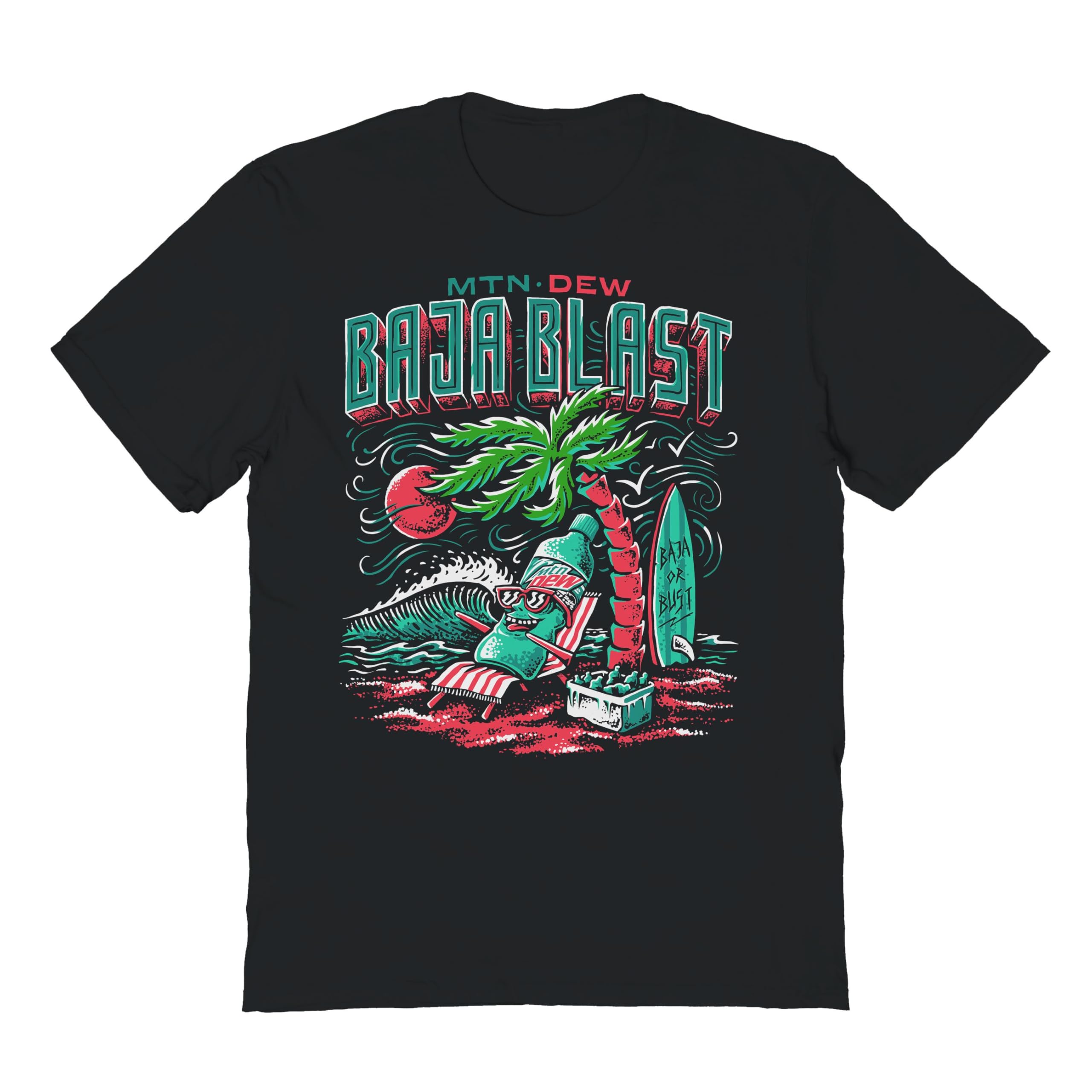 Mountain Dew T Shirt Baja Blast Chillin Adult Black Short Sleeve Tshirt  American Soda Pop Graphic Tees : Clothing, Shoes \u0026 Jewelry - Amazon.com