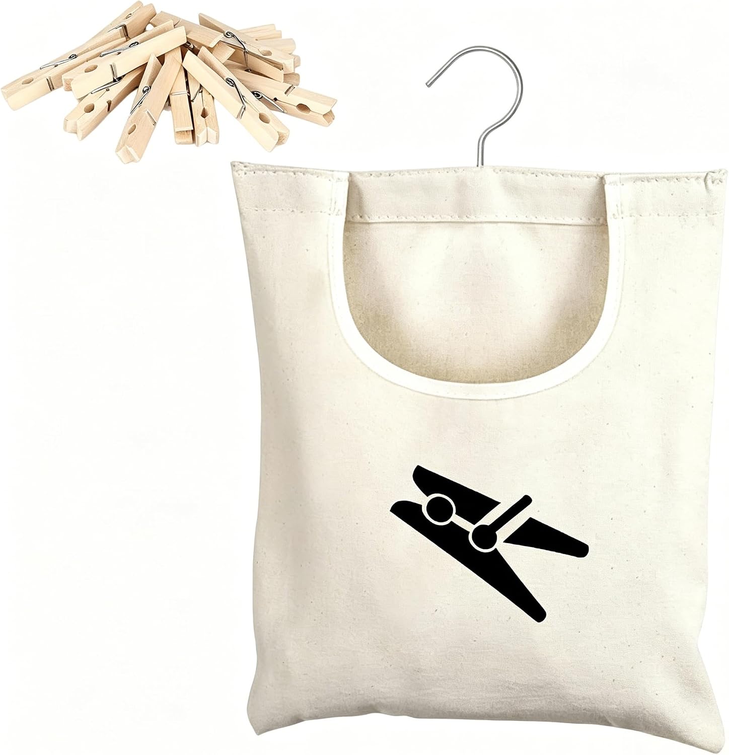 Clothespin Bag, 12 x 11 in Hanging Storage Holder with Large Opening