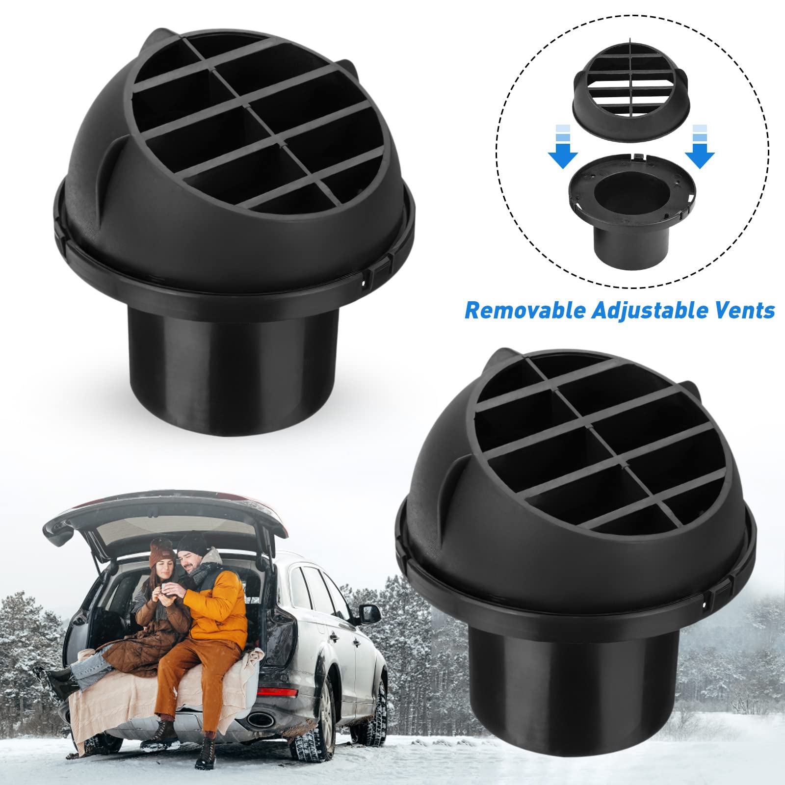 75 mm Tubo per Riscaldamento Auto, Condotto del Tubo di Riscaldamento, Tubo di scarico dell'aria calda con tubo a T, Con 2 prese d'aria da 75 mm + 4 Clip + 1 75 mm T Tipo Tee