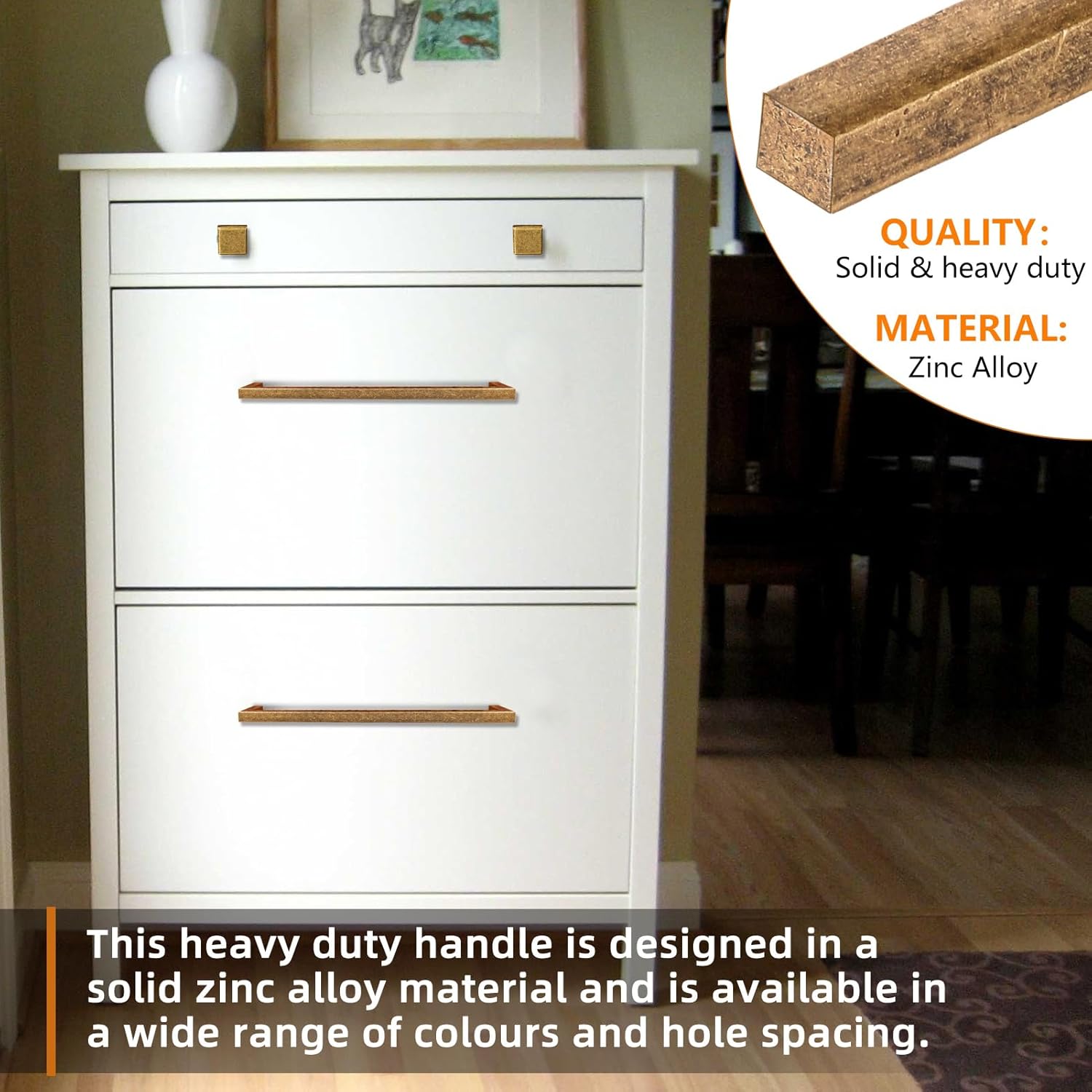 6 Pack Antique Brass zinc Alloy Solid Cabinet Knobs,Vintage Brass Single Hole Drawer Square knob