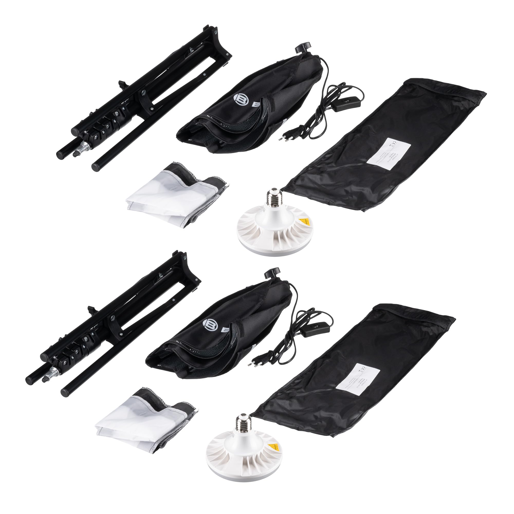 Bresser BR-170C Kit Éclairage LED Studio Photo Video 5500K - 2 Softbox 40x40cm avec Trépieds Réglables 75-180cm, CRI>90, 50W pour Vlog Portrait Streaming