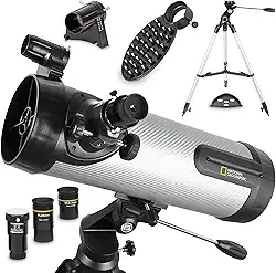 Telescópio refletor National Geographic de 114 mm para astronomia com suporte ocular para crianças e adultos iniciantes