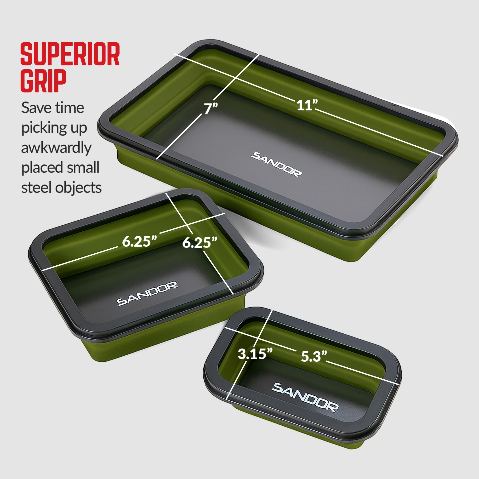 Amazon.com: Collapsible Magnetic Parts Tray Set - 3 Different Size