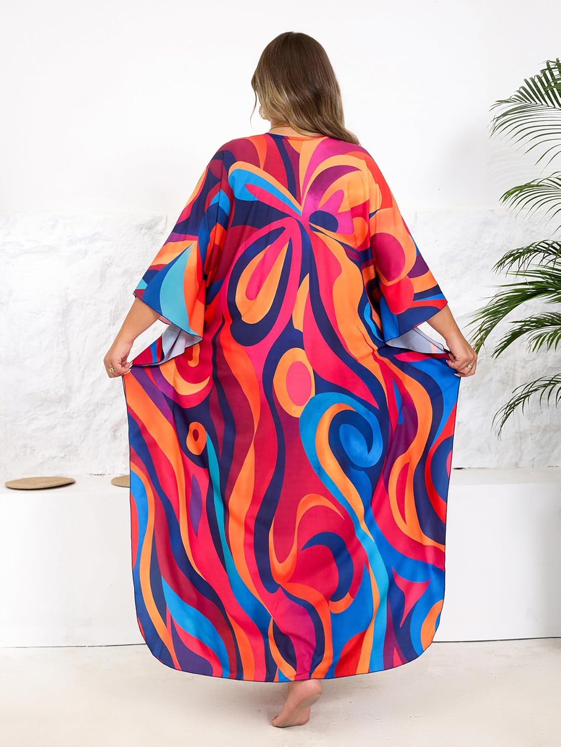 Kaftan Dress for Women - Plus Size Caftan Maxi Beach Dress Moo Moos Loungewear, Swimsuit Cover Up for Beach, Pool or Vacation - Image 9