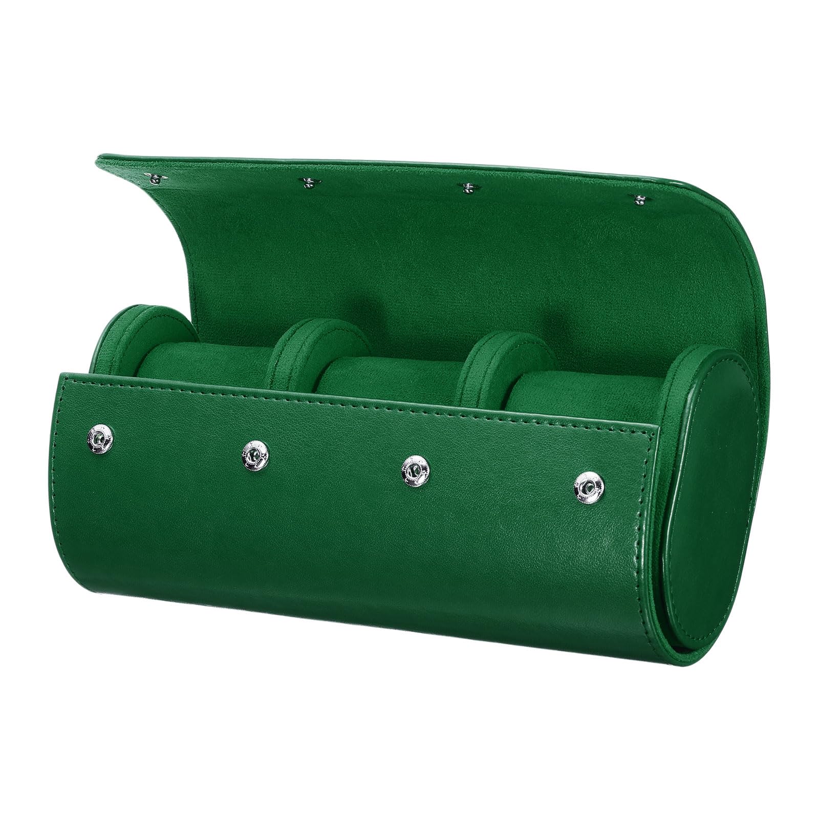 Estuche enrollable para relojes de 3 compartimentos, portátil, de cuero, para hombres y mujeres, organizador de relojes con almohadillas extraíbles para viajes, exhibición y almacenamiento en el hog