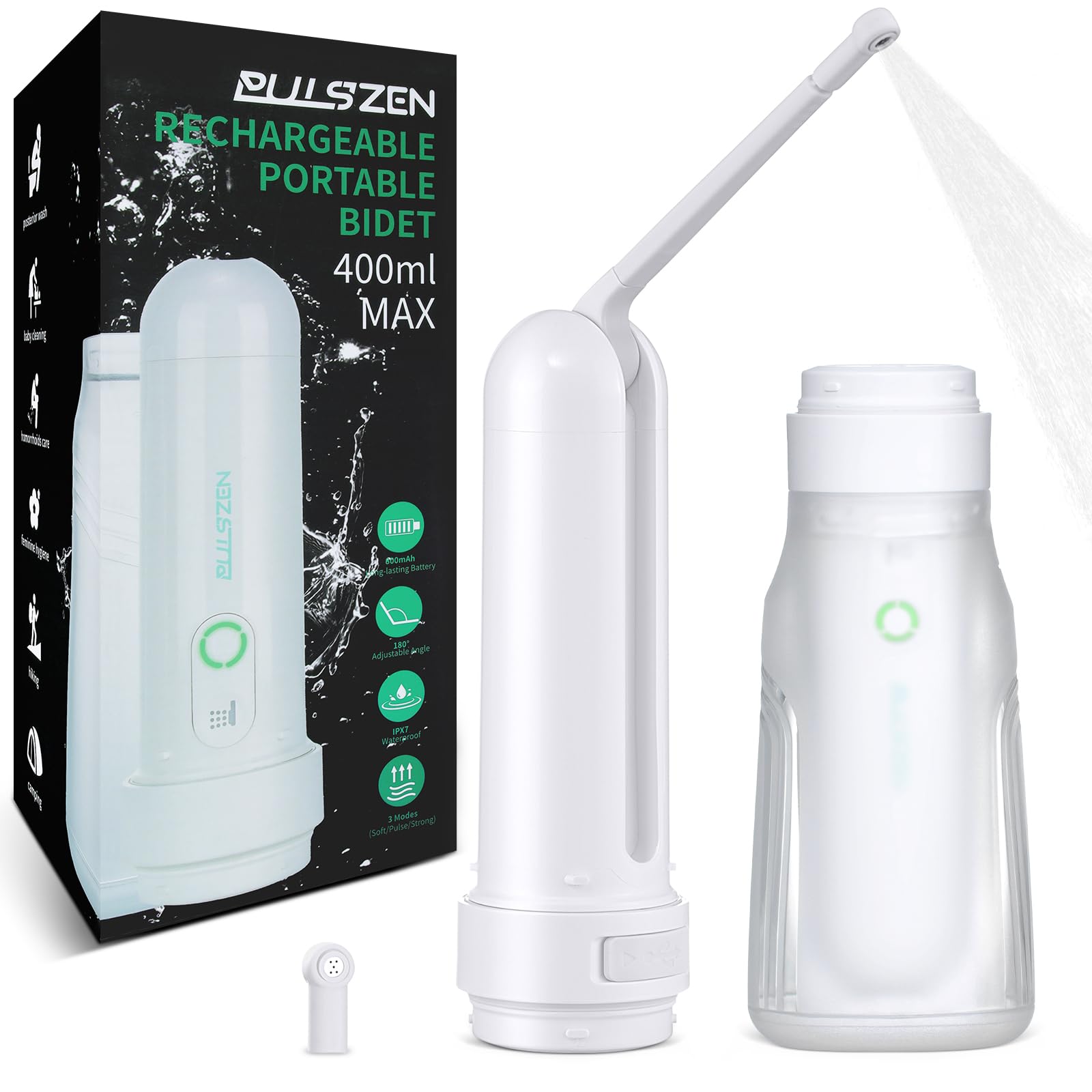 400ML Portable Bidet for Travel Toilet Electric Peri Bottle with 3 Spray Modes IPX7 Waterproof Rechargeable Handheld Bidet