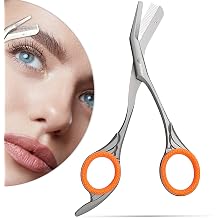 LePinko Eyebrow Trimming Scissors with Comb for Men and Women, Stocking Stuffer, Gray