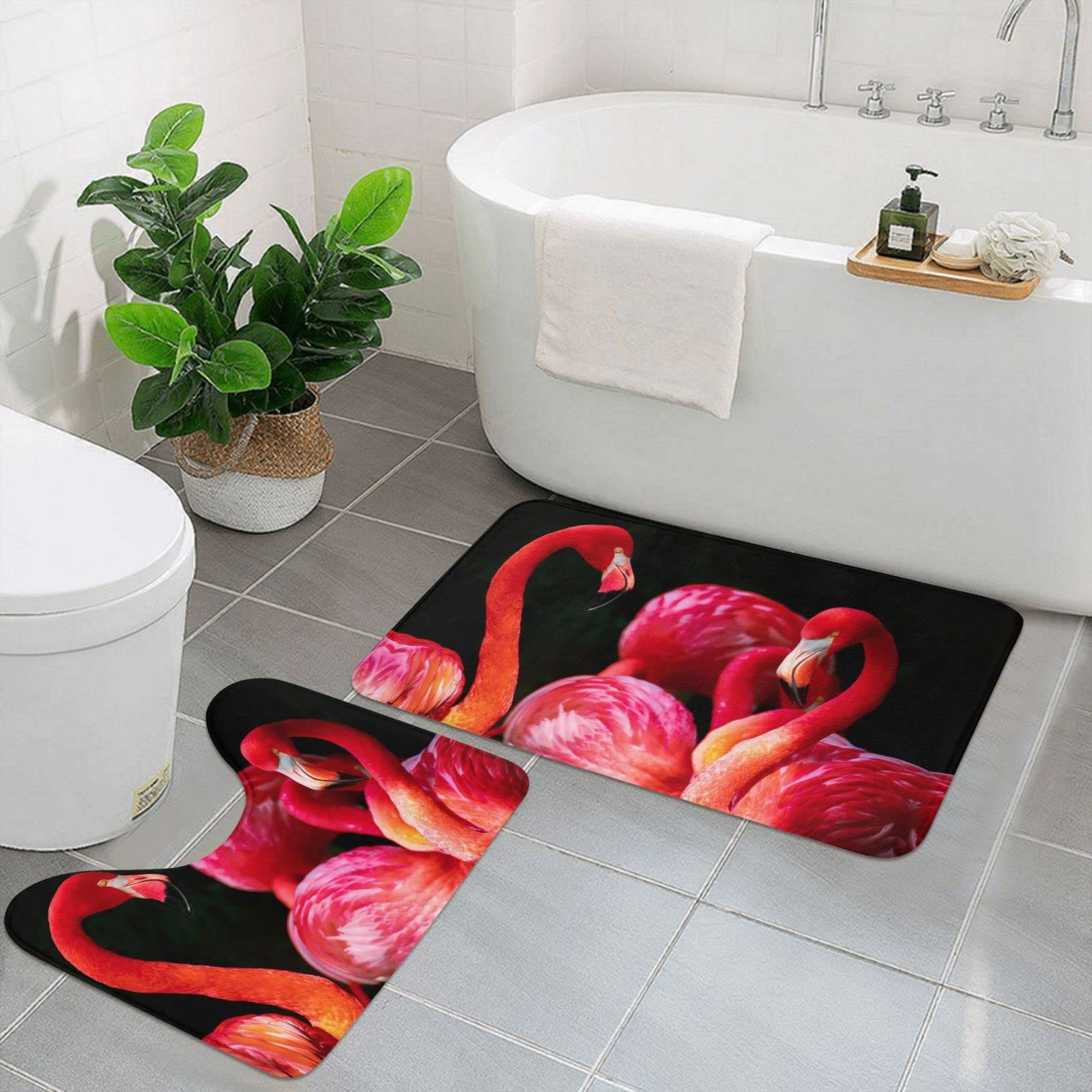 Tapis de bain flamant rose pour une salle de bain moderne et sortie de douche douce