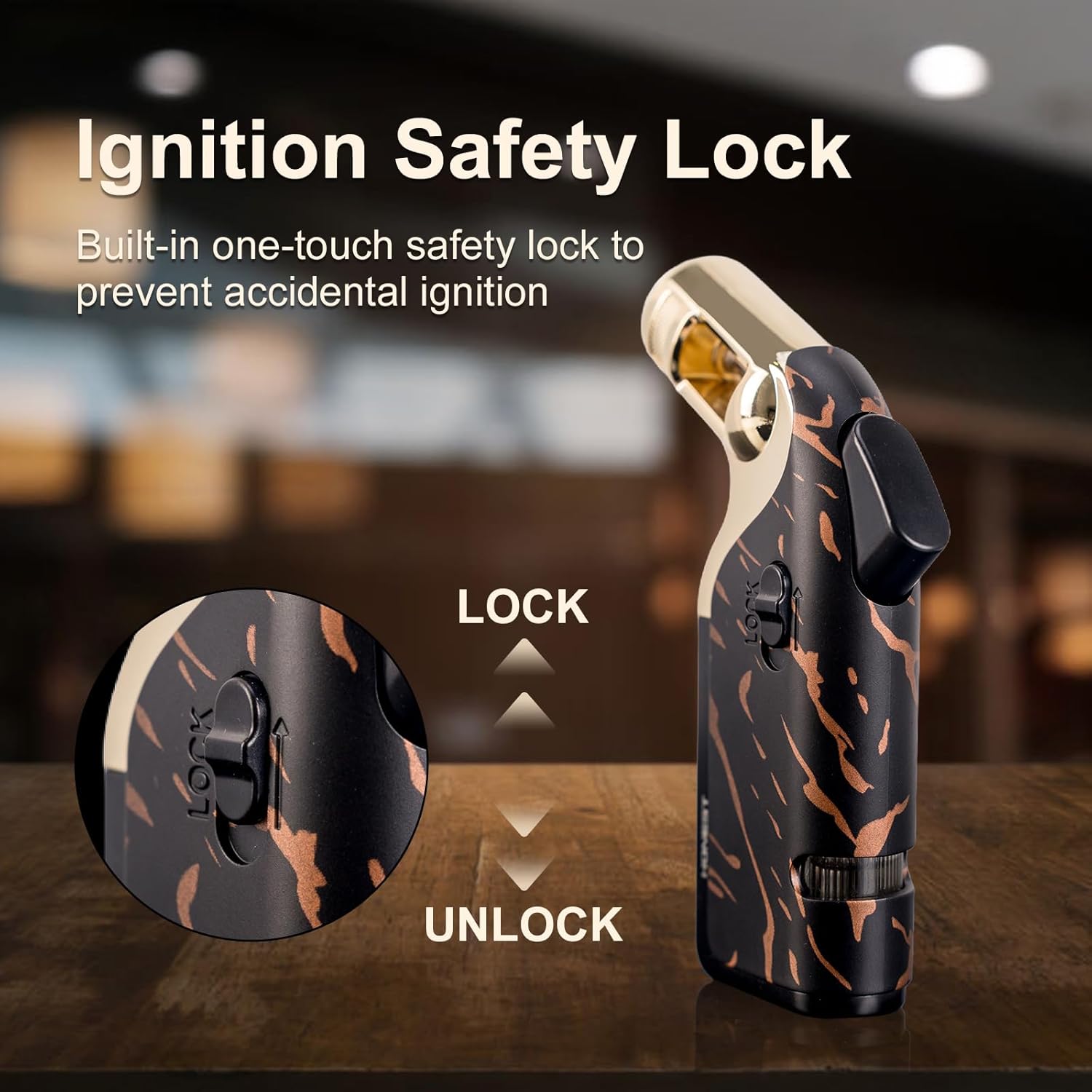 Torch Lighter,Windproof Adjustable Single Jet Flame with Punch,Refillable Cool Lighter with Safety Lock for Camping,Travel in Gift Box