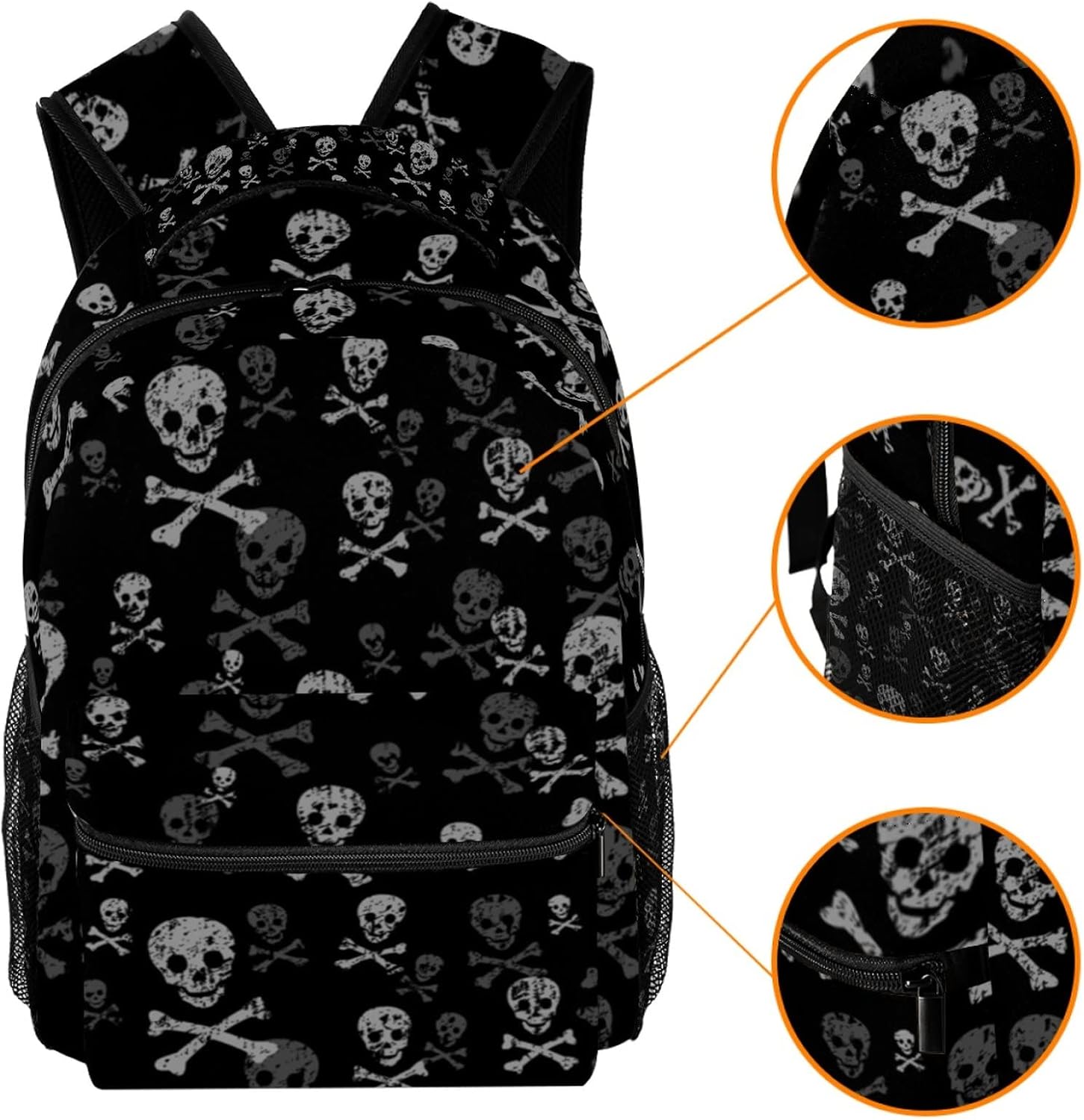 EVANLinsim Skull And Bones Backpacks Boys Girls School Book Bag Travel Hiking Camping Daypack Rucksack