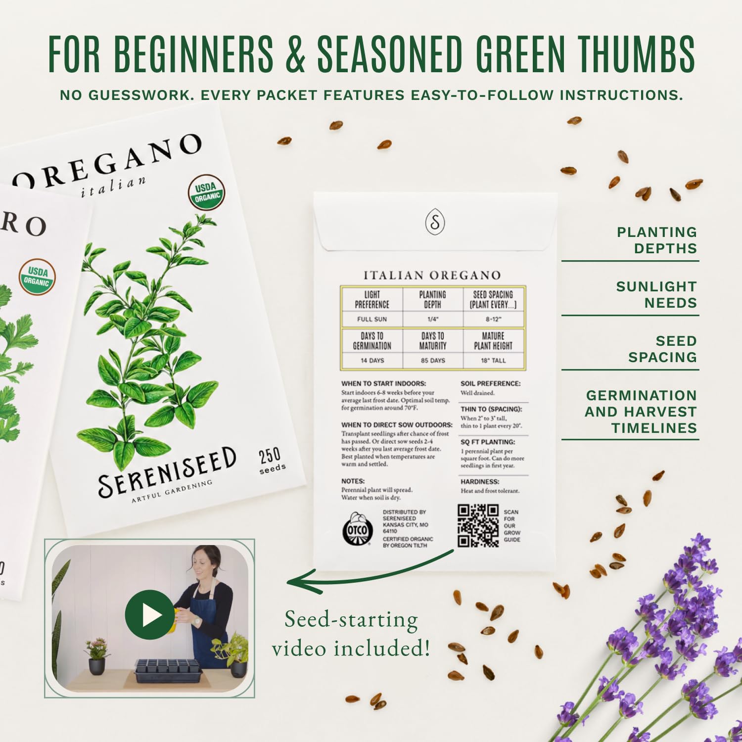 Organic Herb Seeds - Grow Your Own Kitchen Herbs -4 Organic Herb Seeds - Grow Your Own Kitchen Herbs -4