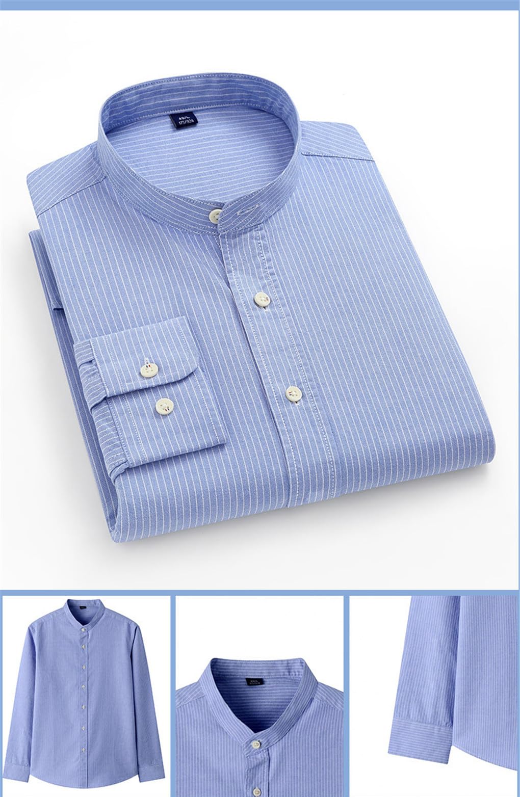 Dninmim Chemises Habillées pour Hommes, Chemise Oxford Rayée en Coton À Manches Longues, Hauts Fins Doux Et Confortables EN8 41 is Asian Size XL