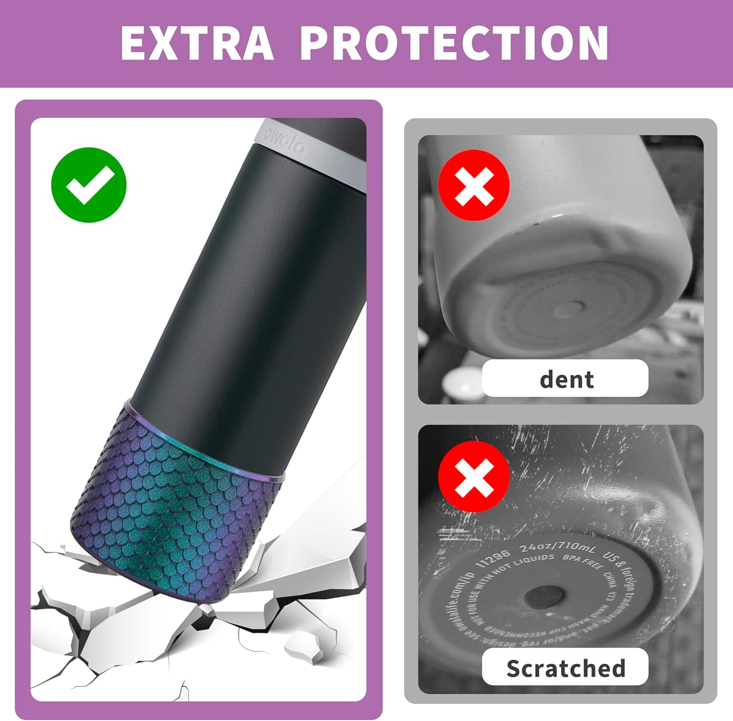 Silicone Boot for Owala Water Bottle 24 oz, Anti-Slip Protective Sleeve for Owala Twist,FreeSip and Flip Stainless Steel Water Bottle,BPA Free (Navy) - Image 4