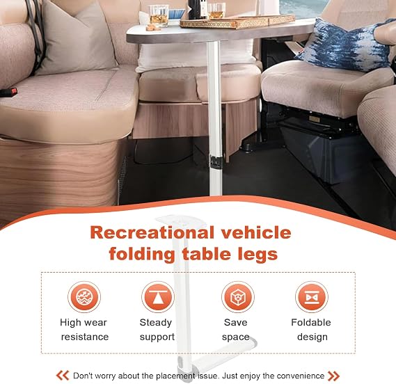 Folding RV Table Leg Hanging Wall Table Surpport Leg,25KG Capacity | 45cm/72cm Height Adjustable, One-Click Button Folding, Design for Campervan Caravan Motorhome Boat