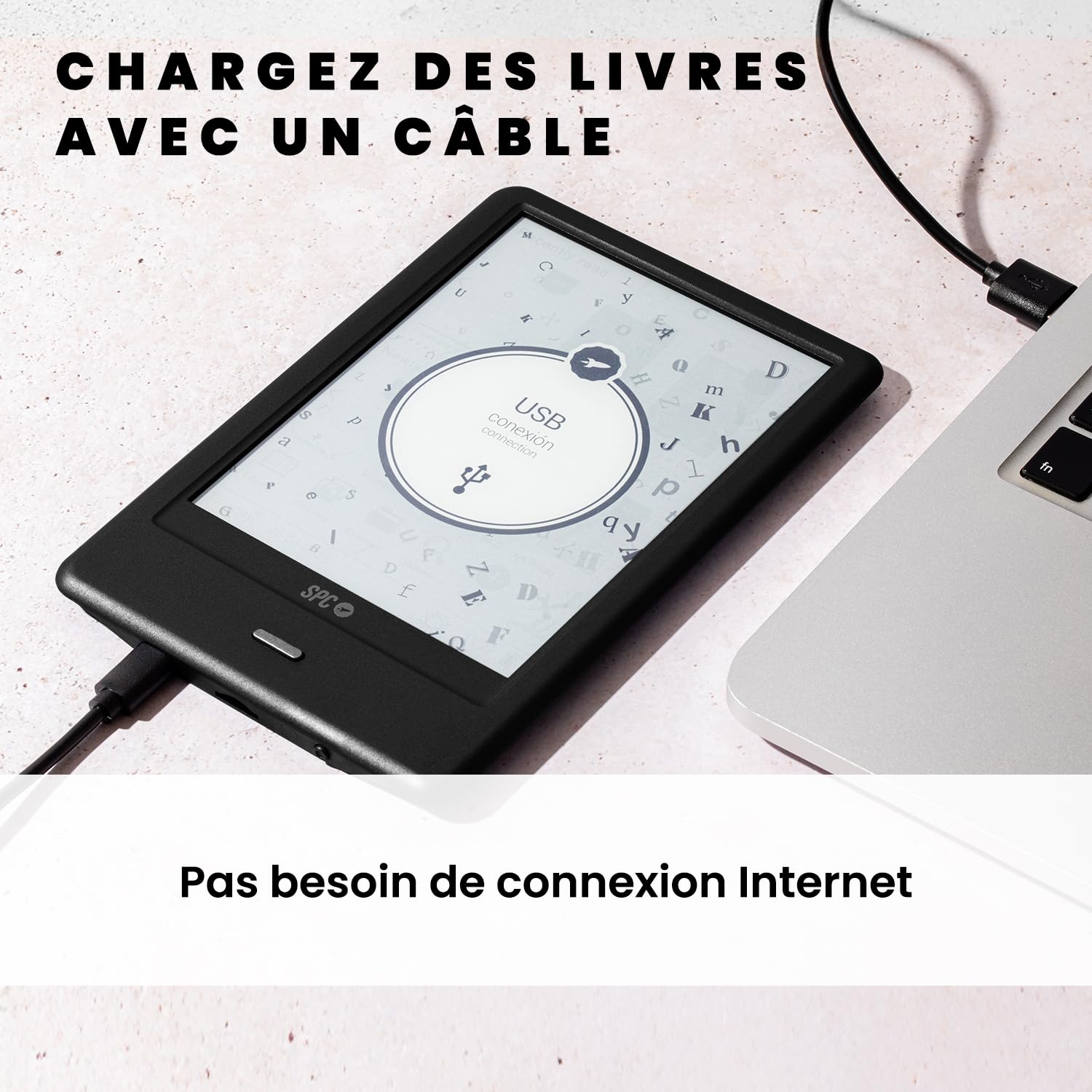 SPC Dickens Light 2 Pro + Étui | Liseuse Tactile E-Ink 6 Pouces, luminosité et température de Couleur réglables, 8GB Plus de 8 000 Livres, 1 Mois autonomie, léger et Fin - Noir