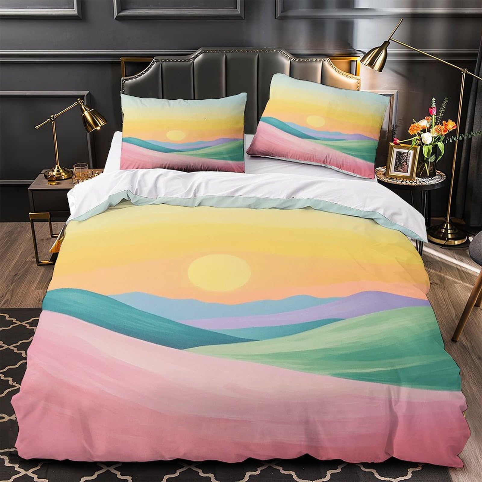 Parure de lit coucher de soleil pour une chambre cocooning