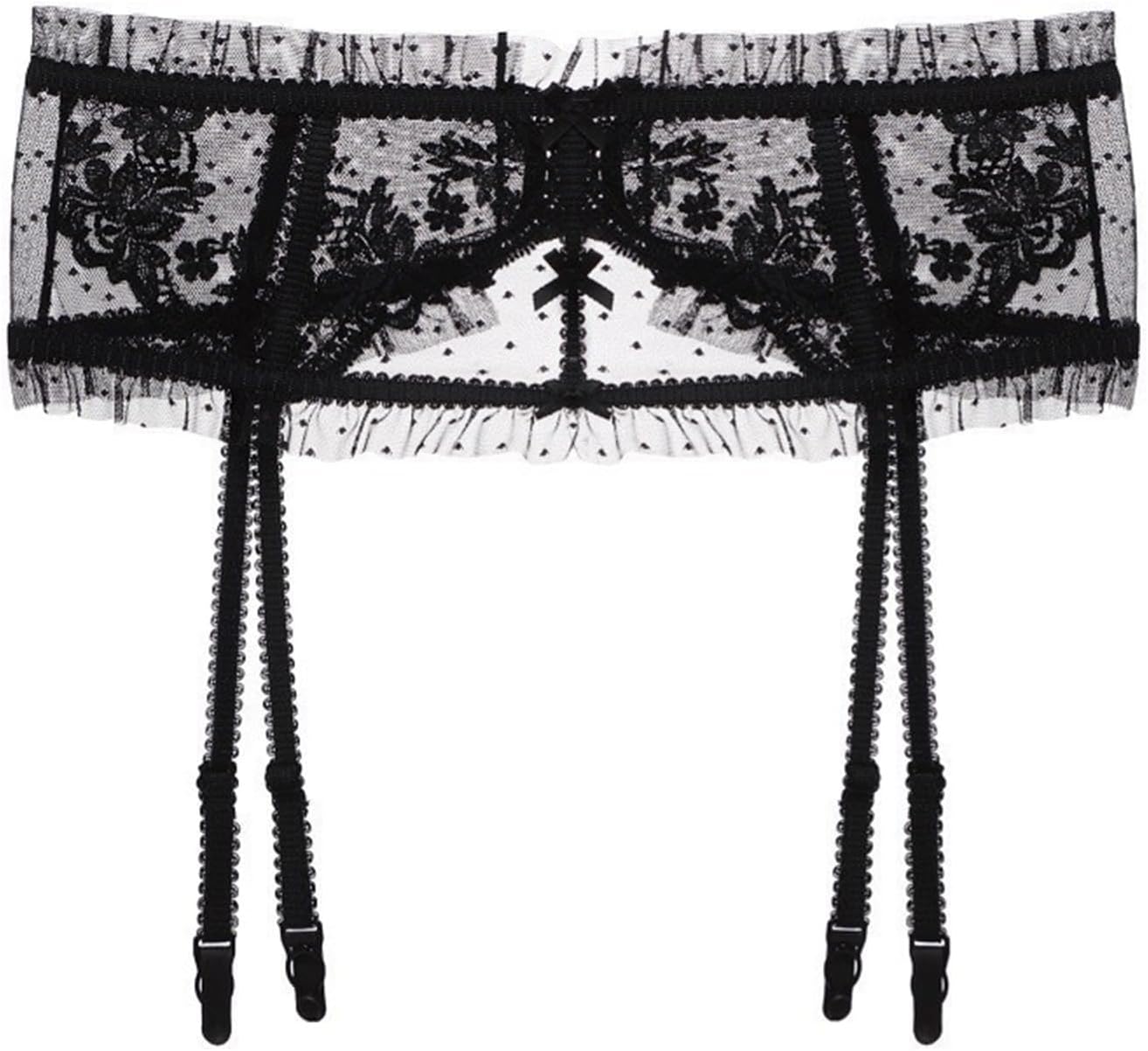 Sexy Lace Garter Belt for Women Sheer Bridal Garter Belt with 4 Straps, Adjustable Waist Cincher, Stockings Holder